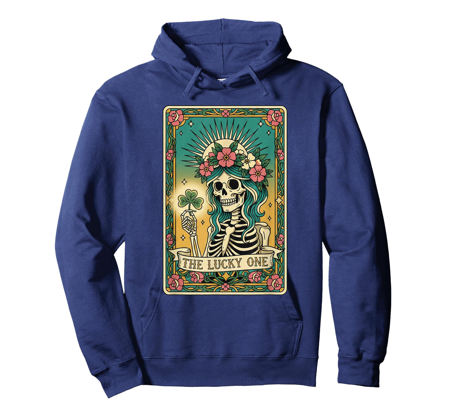 The Lucky One Tarot Card St Patricks Day Shamrock Skeleton T-Shirt