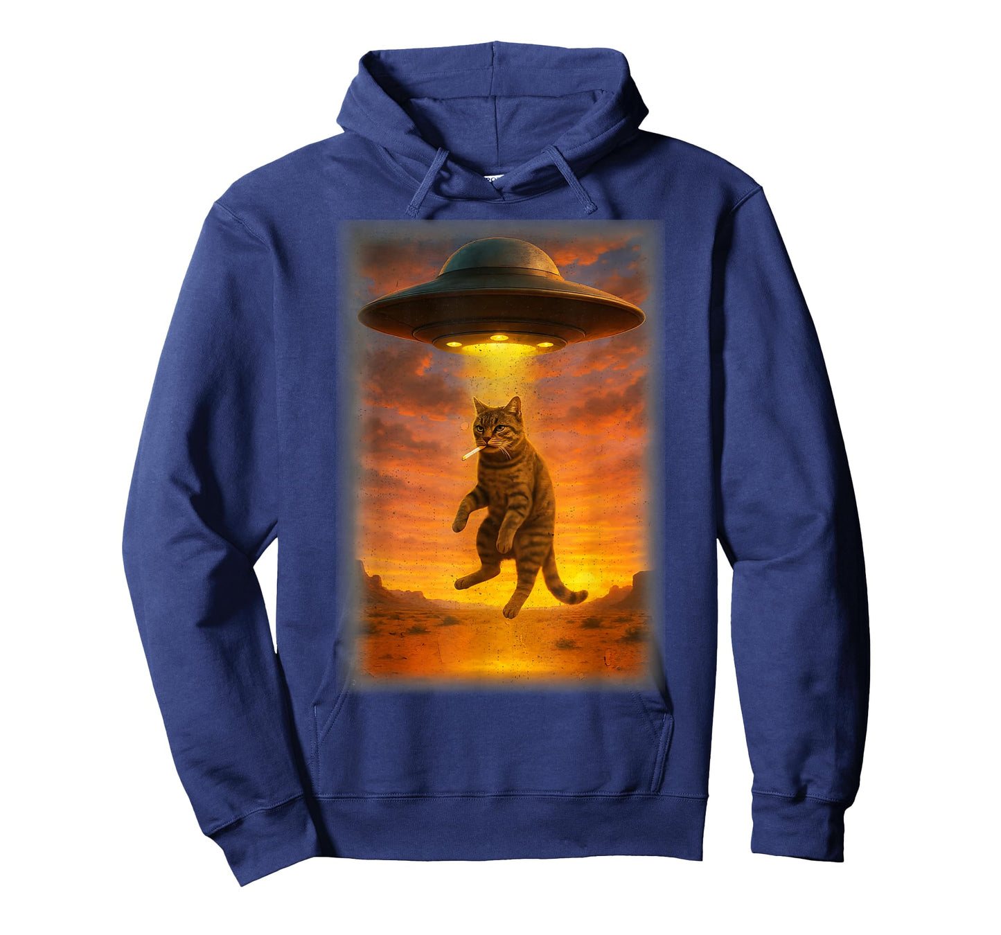 Retro Cat Smoking UFO Funny Japanese Anime Tee Men Women T-Shirt