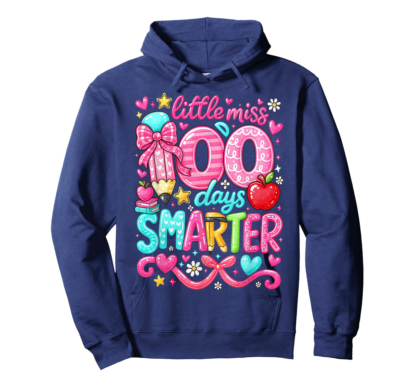 Little Miss 100 Days Smarter Girl Pencil Coquette Bow T-Shirt