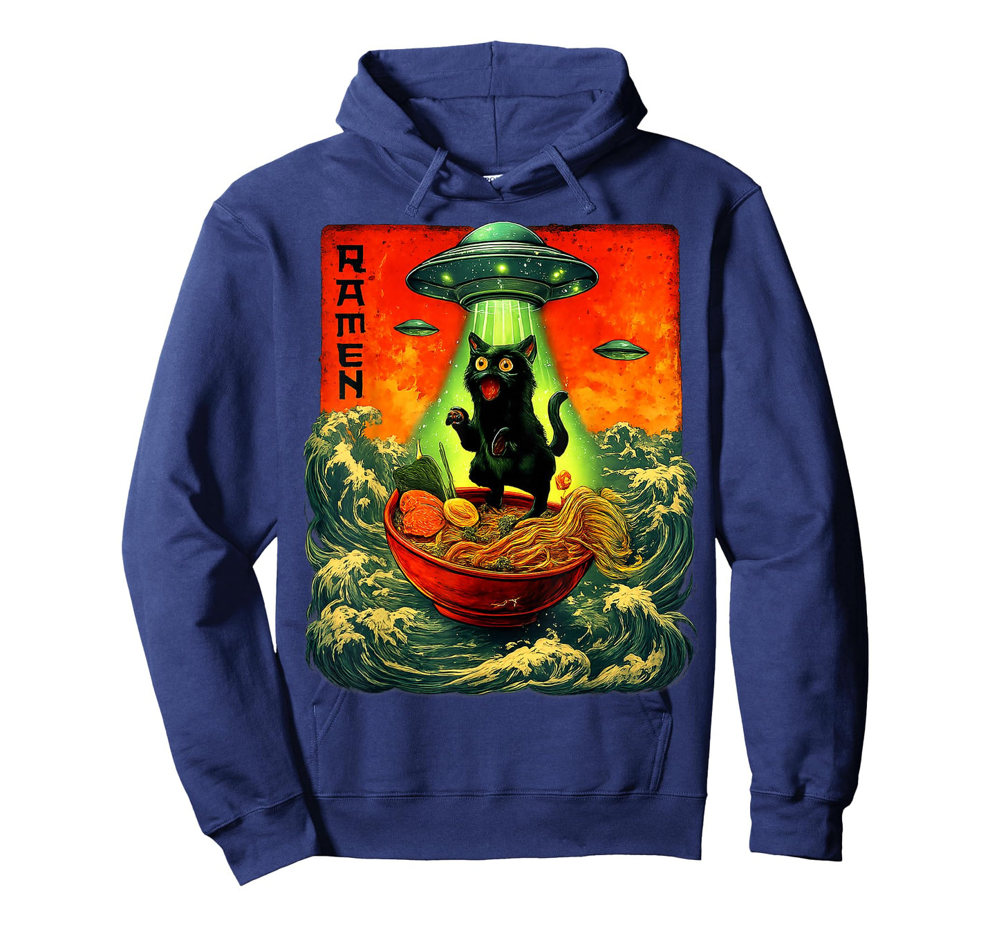 Alien Ramen Cat UFO Japanese Retro Art Gifts Men Women Kid T-Shirt