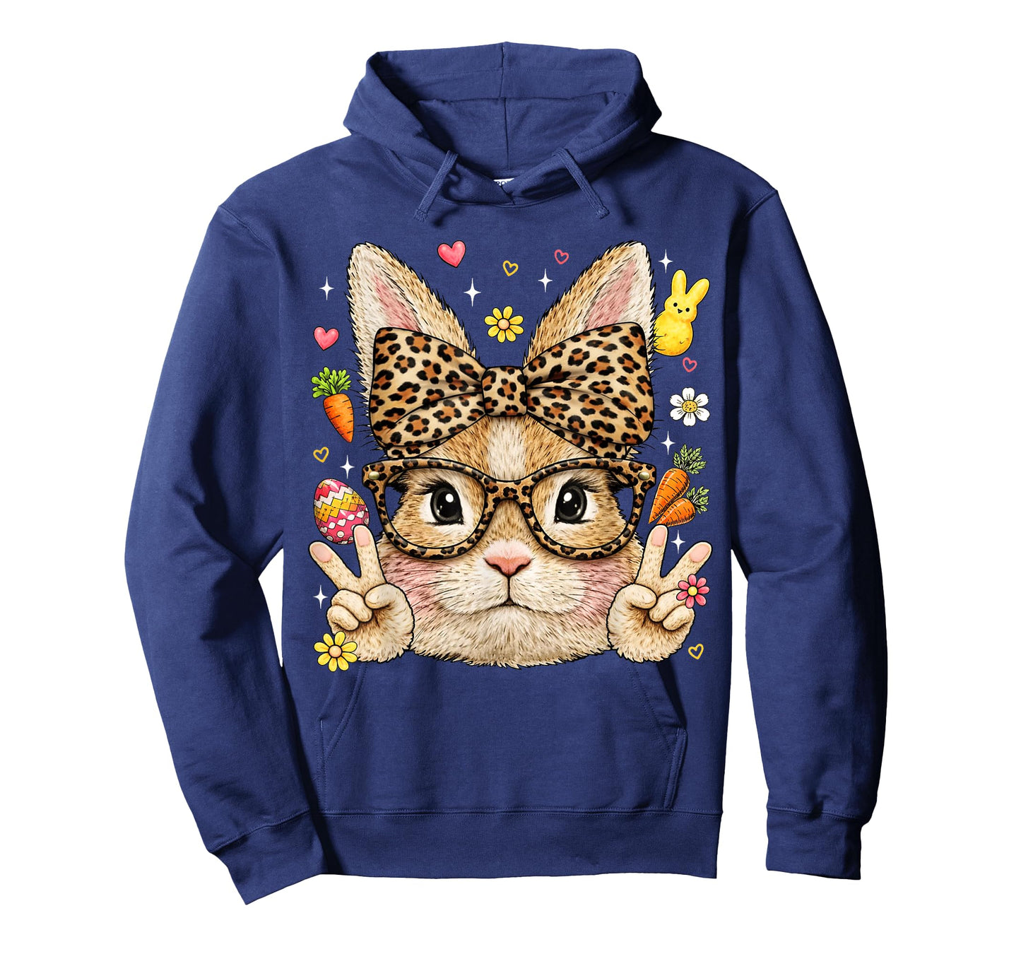 Cute Bunny Rabbit Face Leopard Coquette Bow Glasses Girl Kid T-Shirt
