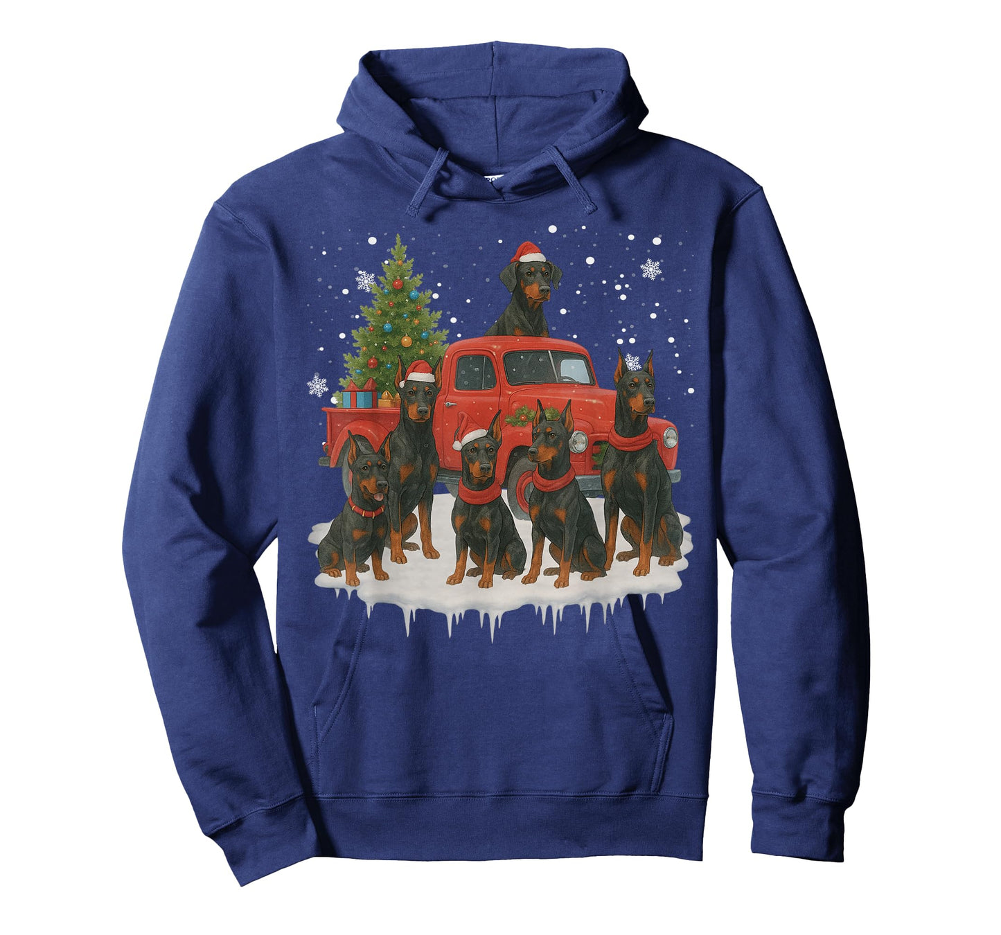 Doberman Pinscher Dog Red Truck Christmas Tree Santa Ugly T-Shirt