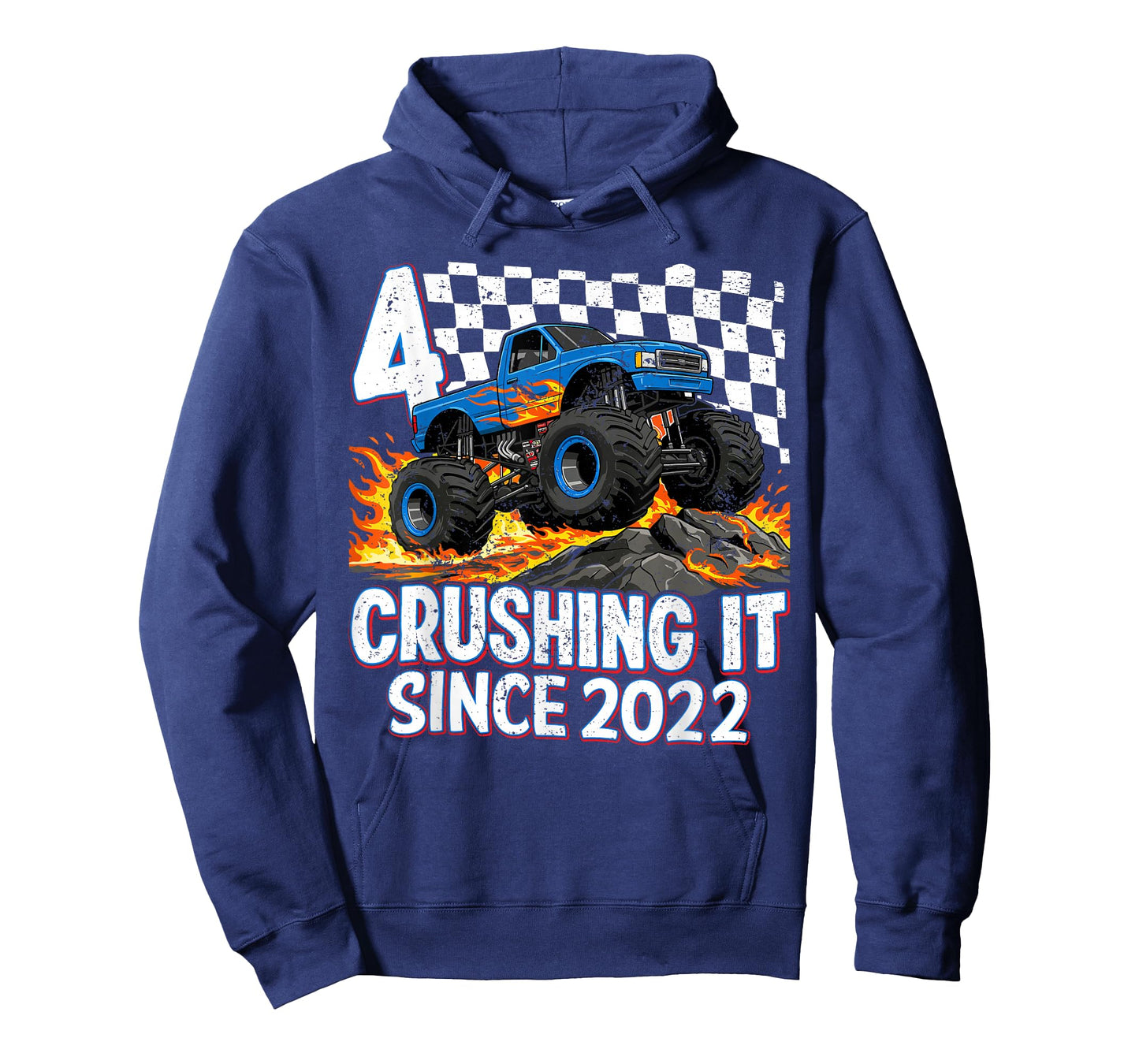 4th Birthday Monster Truck 4 Year Old Boys Party Born 2022 T-Shirt