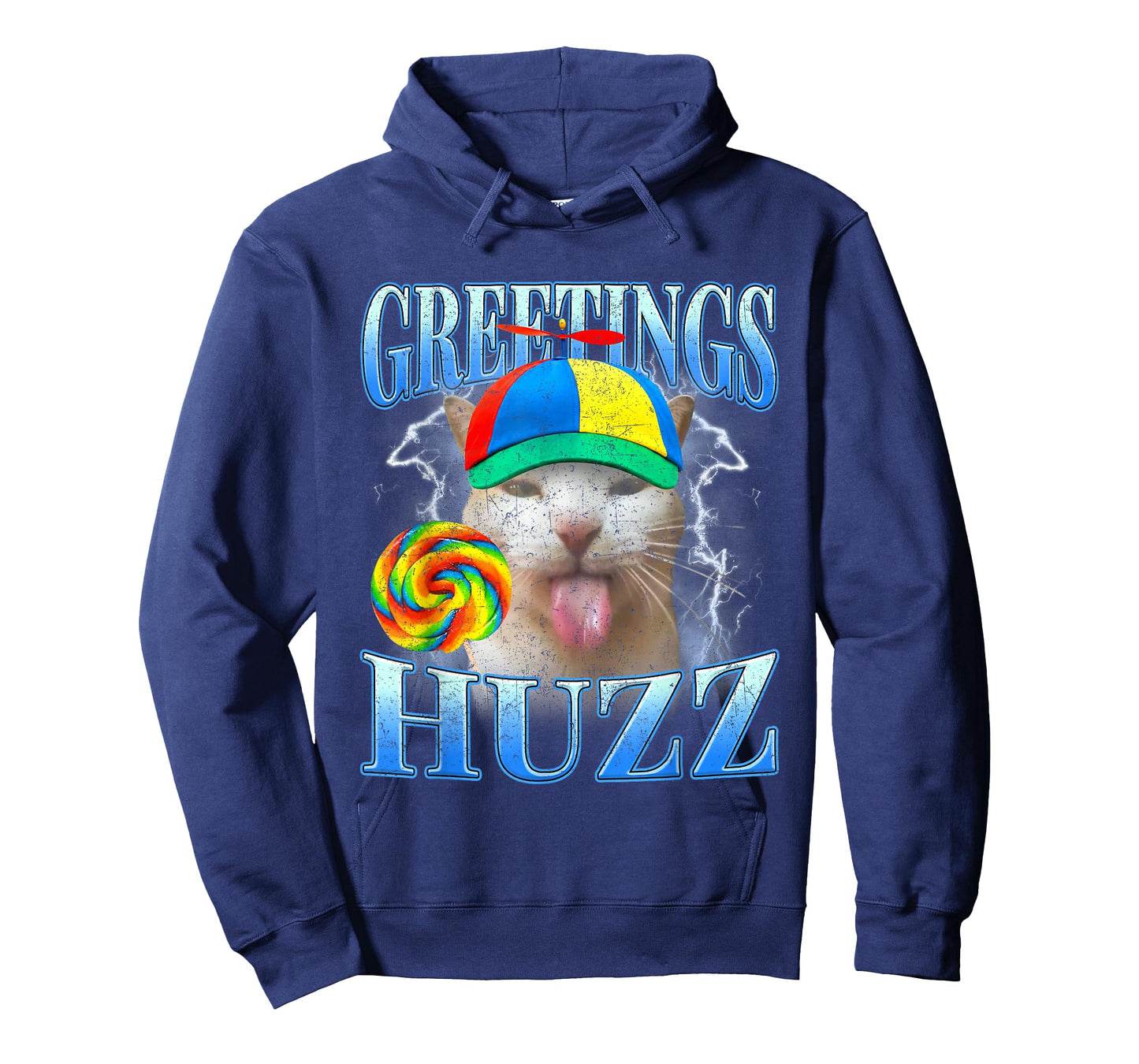 Funny Lollipop Cat Meme Greetings Huzz Retro Gen Z Alpha Y2K T-Shirt
