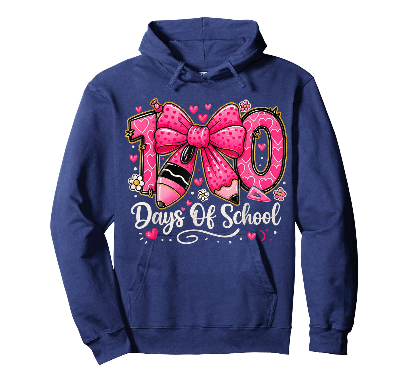 Preppy 100 Days of School Pink Pencil Bow Teacher Kid T-Shirt
