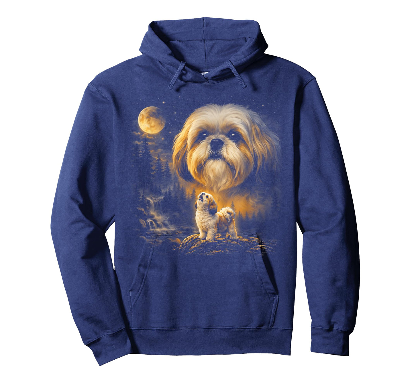 Shih Tzu Howling to The Moon Vintage 90s Funny Dog Graphic T-Shirt