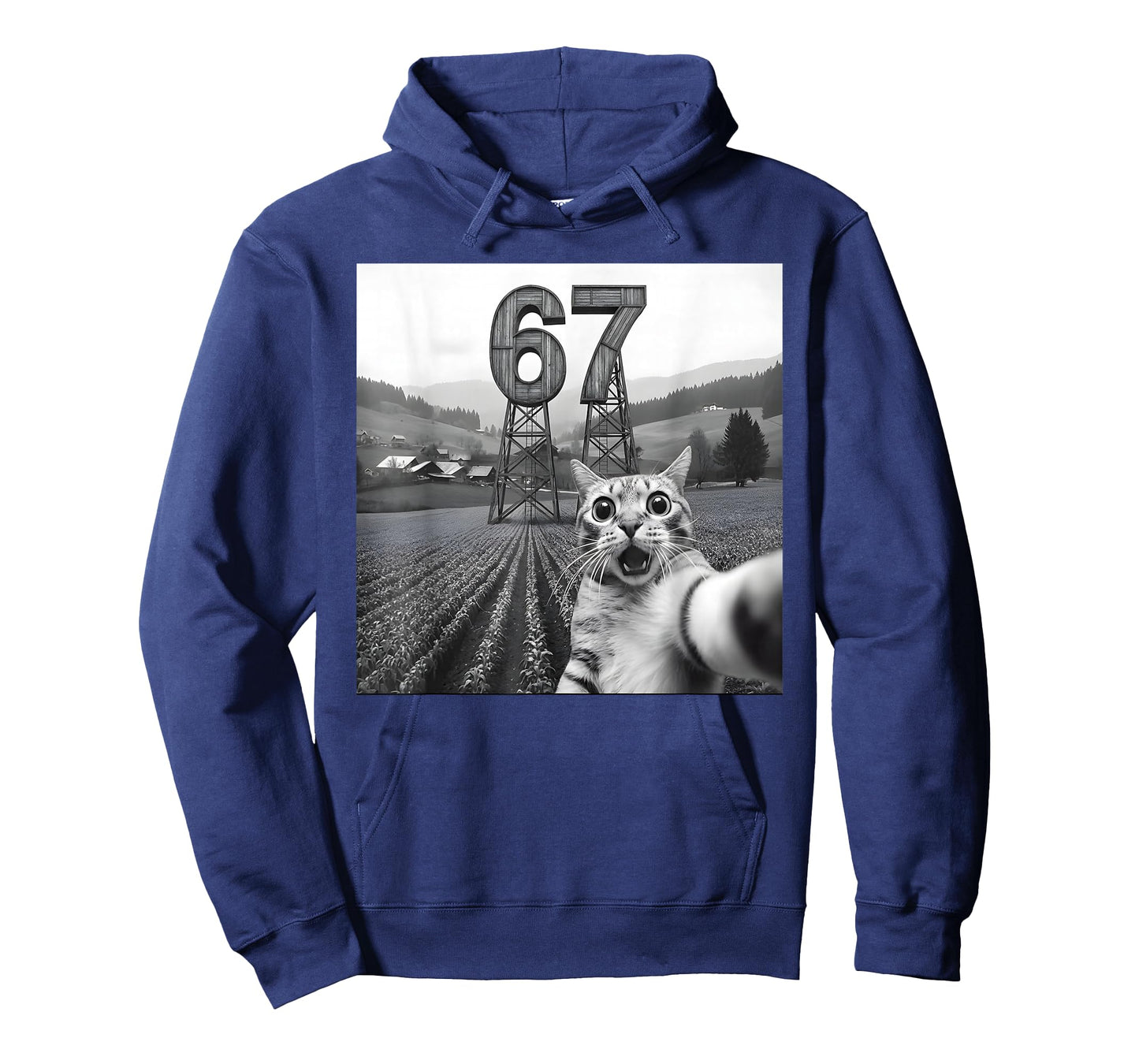 Cat Selfie with Tower 67 Funny Six Seven Cat T-Shirt