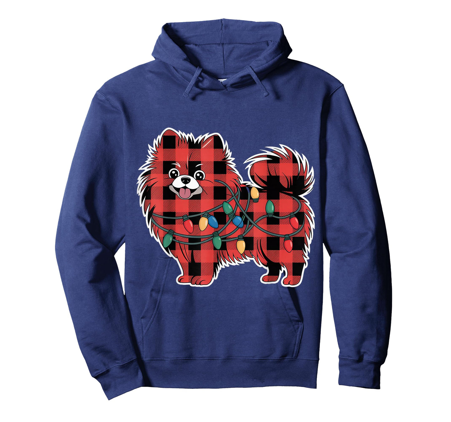 Plaid Pomeranian Christmas Lights Outfit Holiday Family T-Shirt
