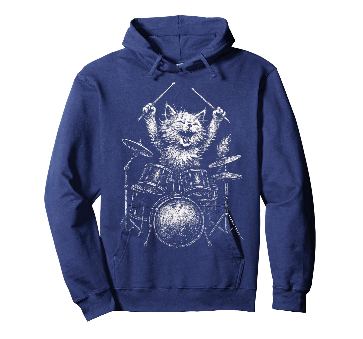 Funny Cat Drummer Playing Drums Music Lovers Cute Rock T-Shirt