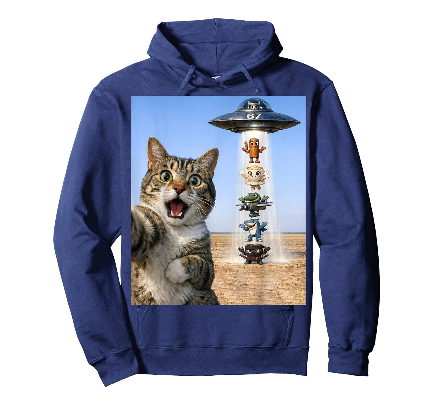 67 Six Seven 6 7 Italian Brainrot Cat Meme Selfie Alien UFO T-Shirt
