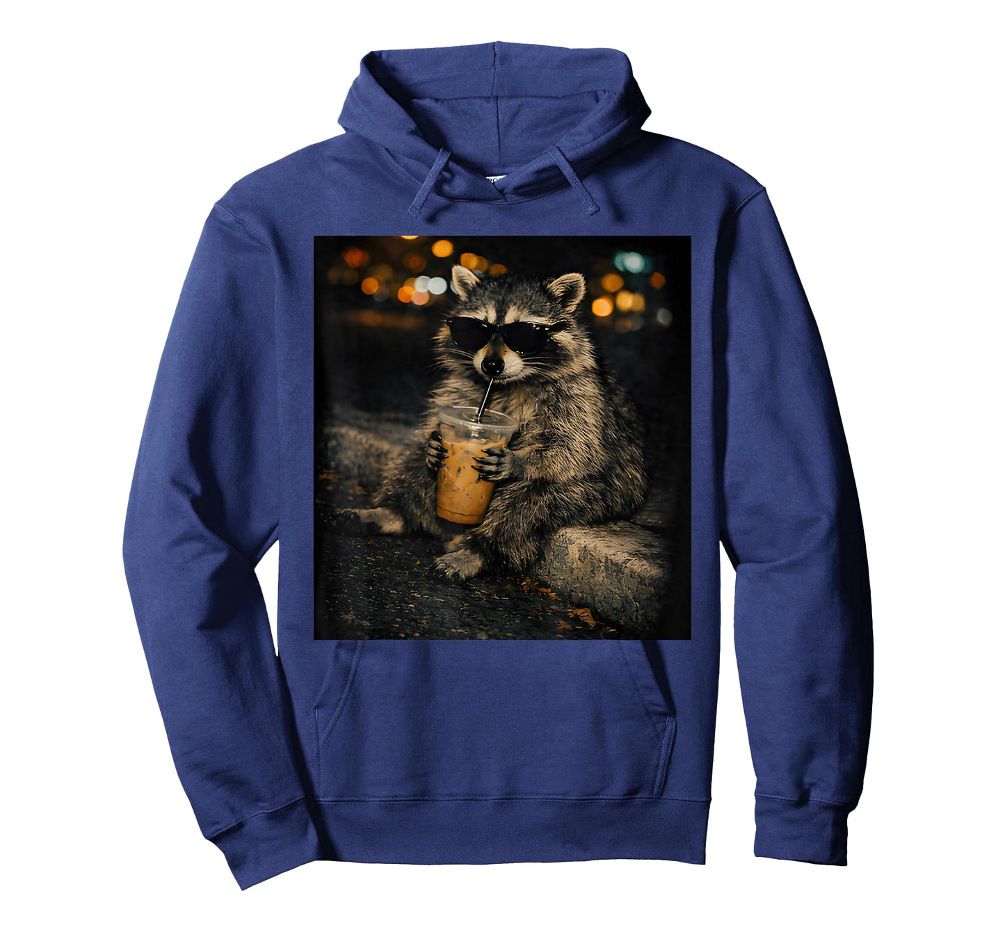 Funny Raccoon Wear Sunglasses Drinking Iced Coffee Meme T-Shirt