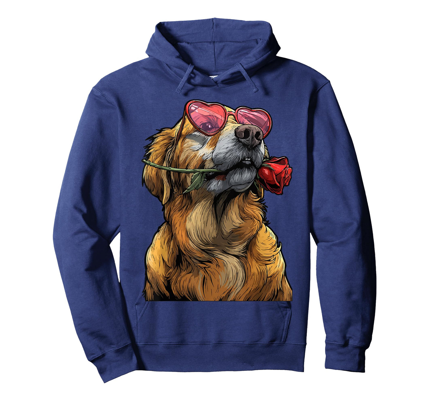 Cute Golden Retriever with Glasses Rose Valentine's Day Dog T-Shirt