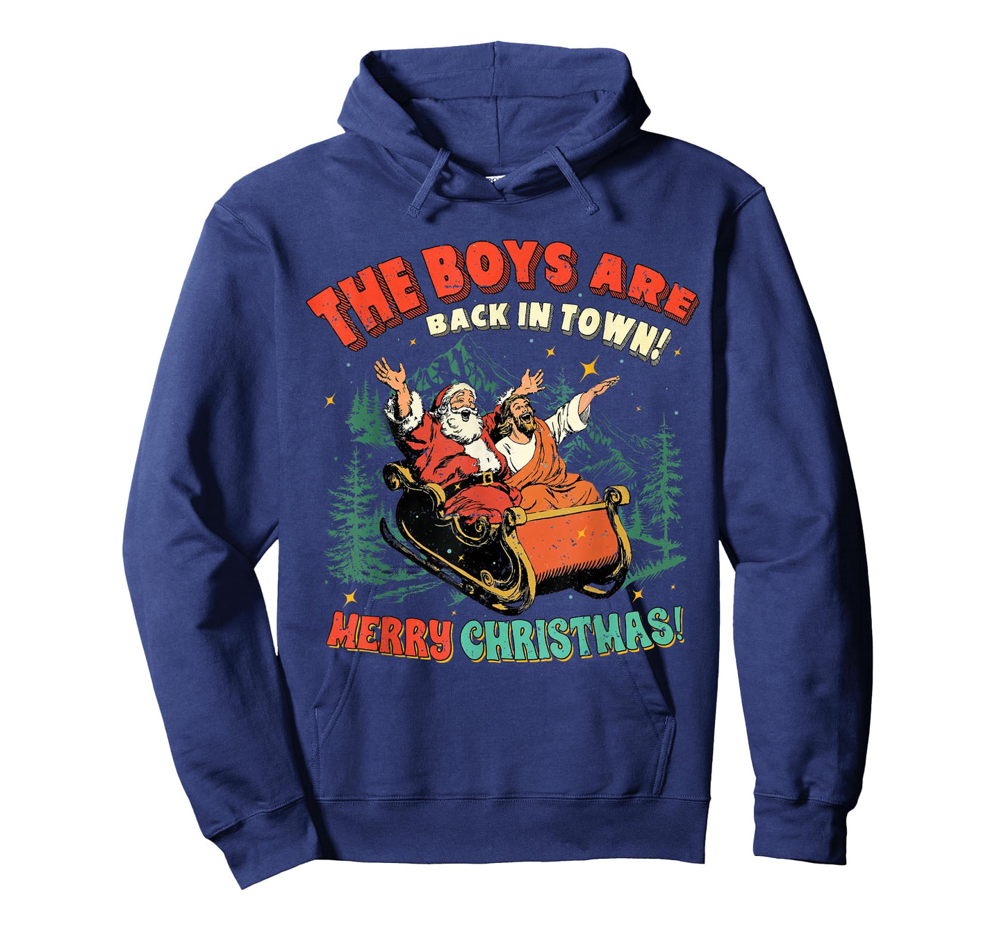 Funny Jesus Santa The Boys are Back in Town Merry Christmas T-Shirt