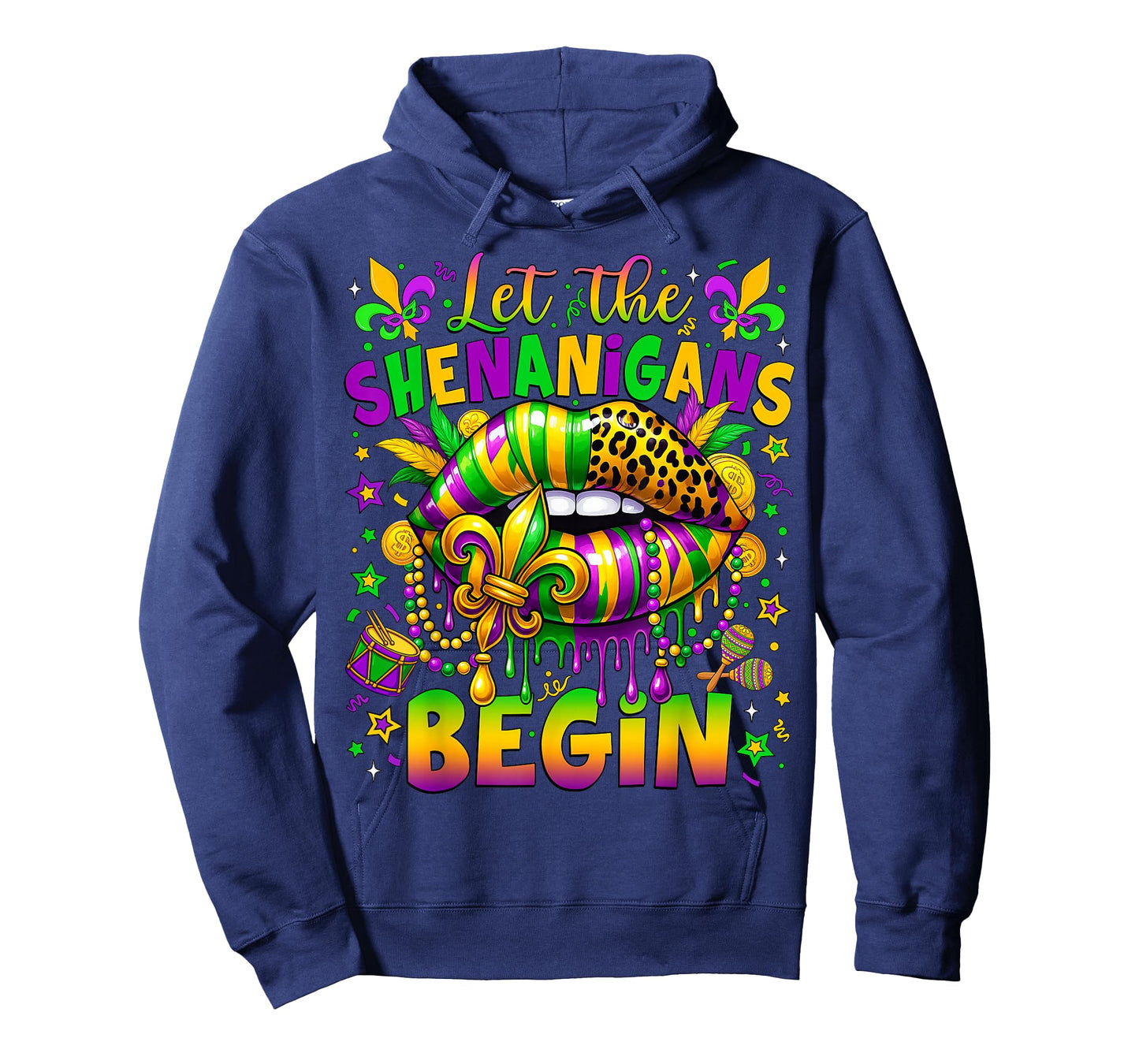 Let The Shenanigans Begin Mardi Gras Lips Women Girls Kids T-Shirt