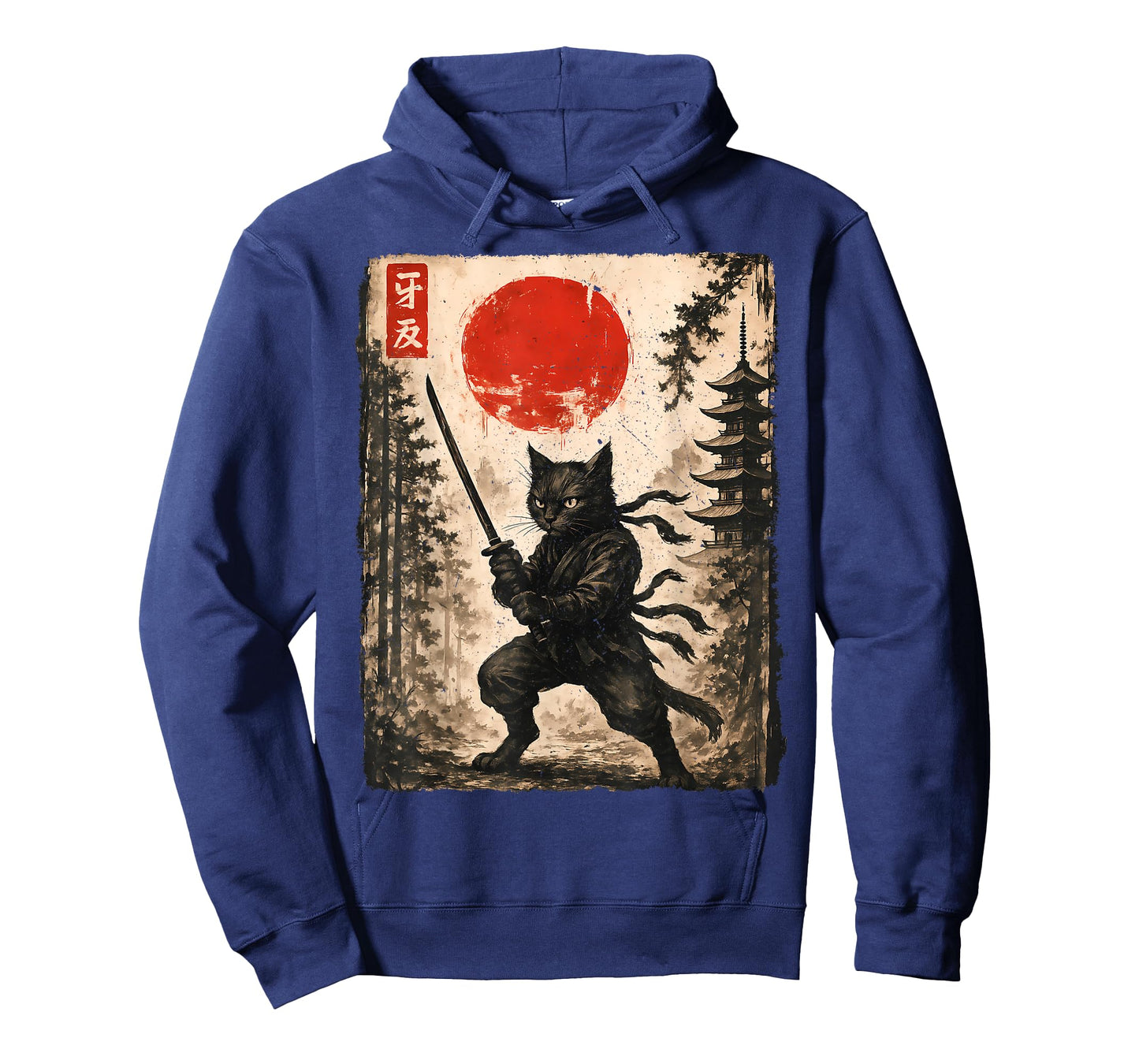 Samurai Cat Japanese Mens Boys Kids Graphic Anime T-Shirt