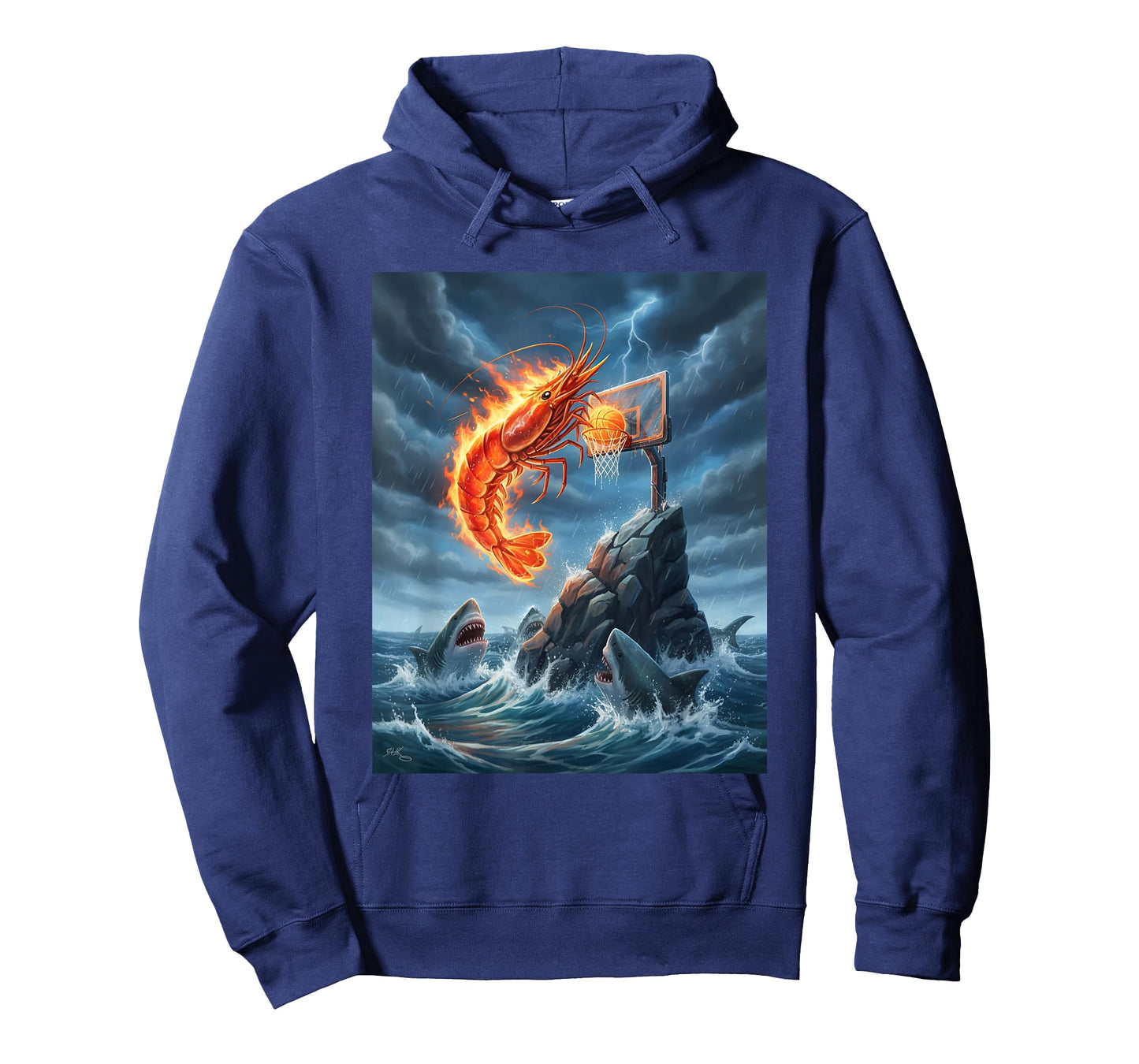 Shrimp Dunking on Shark Funny Fishing Meme Basketball Shrim T-Shirt