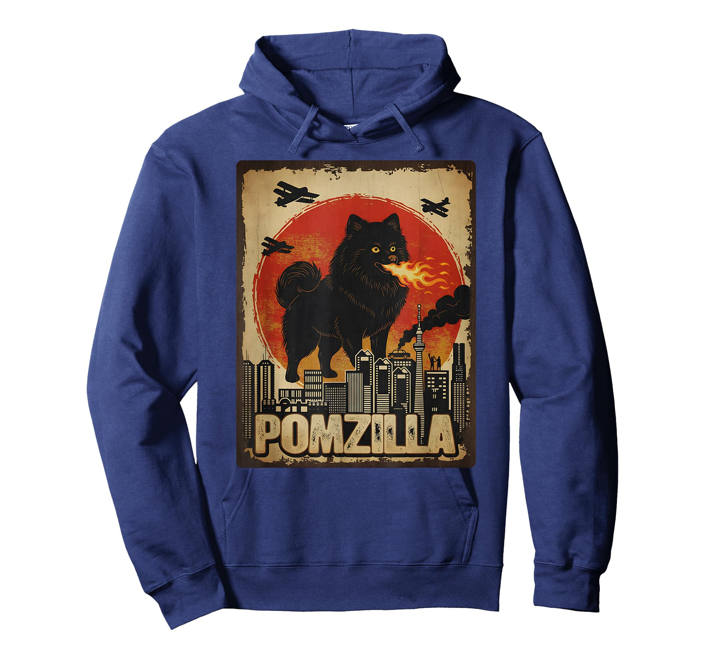 Funny Pomzilla Black Pomeranian Dog Monster Vintage Japanese T-Shirt