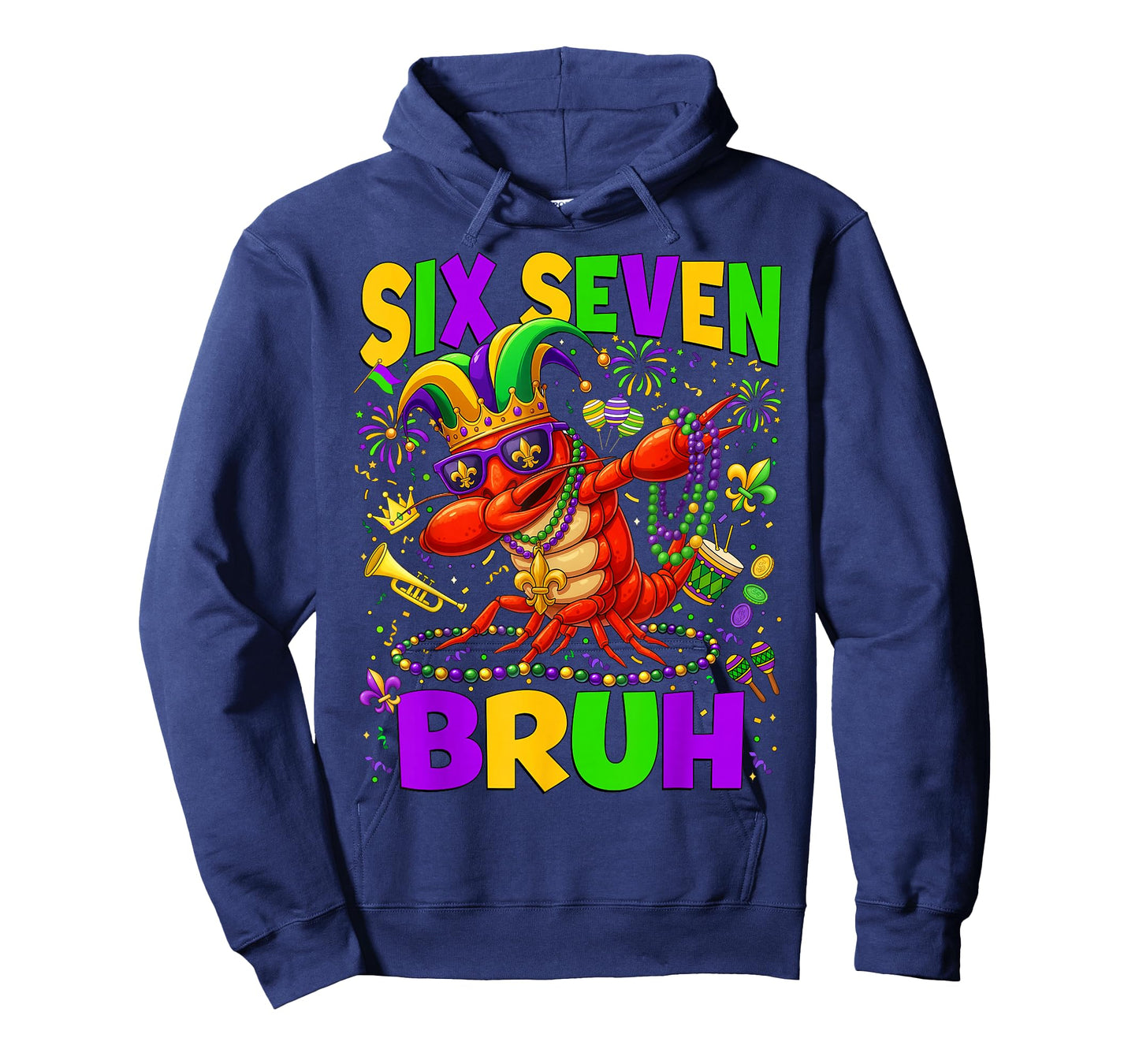Mardi Gras Six Seven Bruh Dabbing Crawfish 6 7 Fat Tuesday T-Shirt
