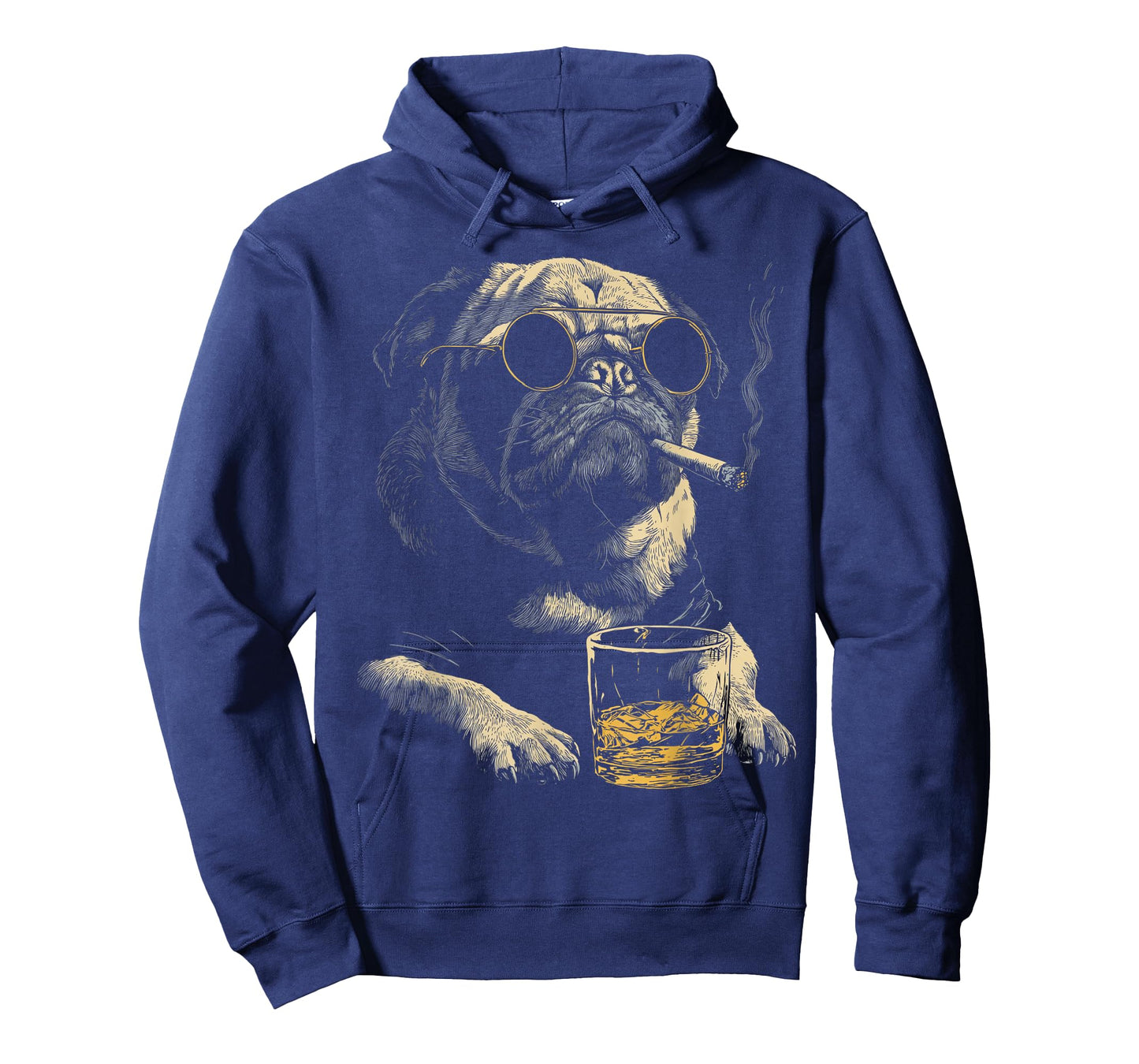 Pug Smoking Cigarette Whisky Lover Funny Dog T-Shirt