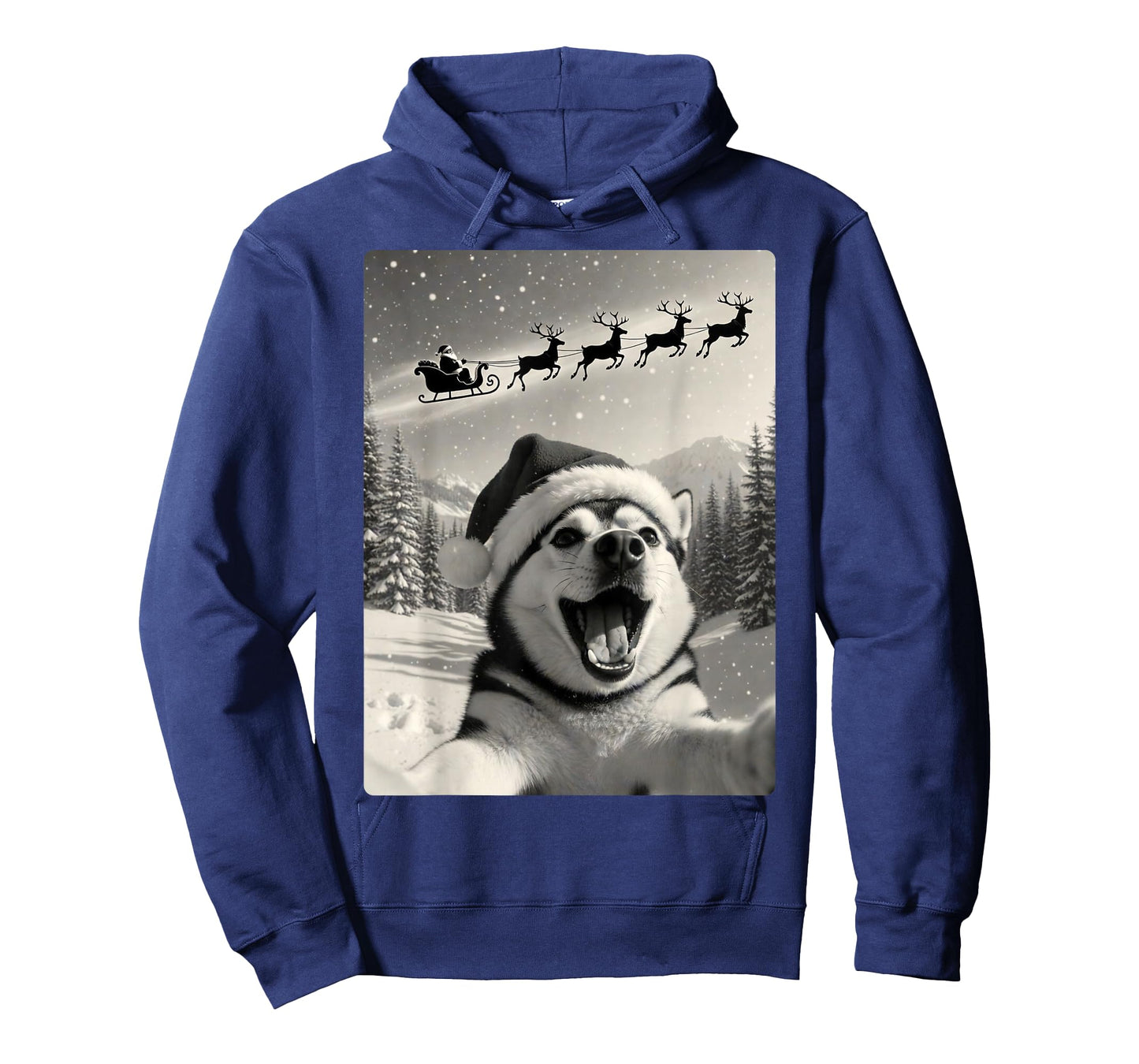 Good Boy Husky Dog Selfie with Santa Sleigh Funny Christmas T-Shirt