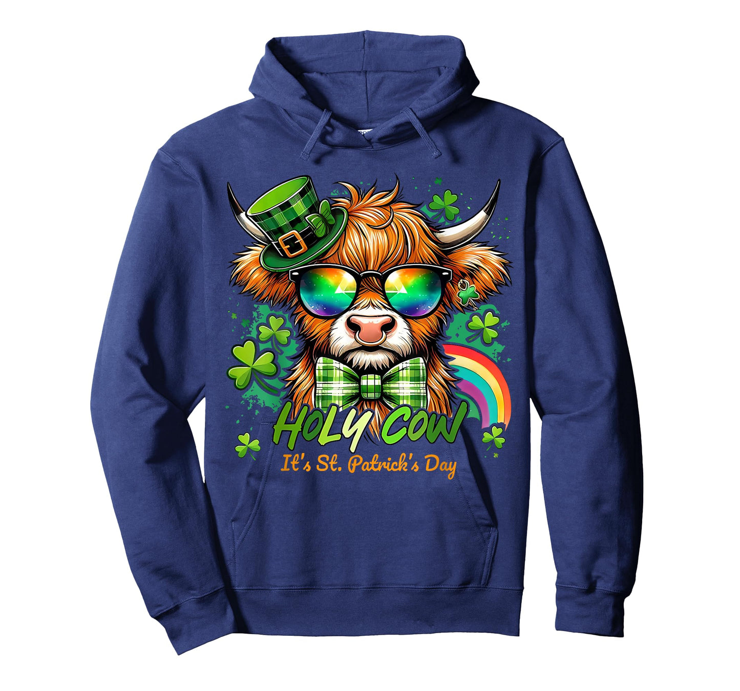 Holy Cow St Patricks Day Funny Highland Cow Shamrock T-Shirt