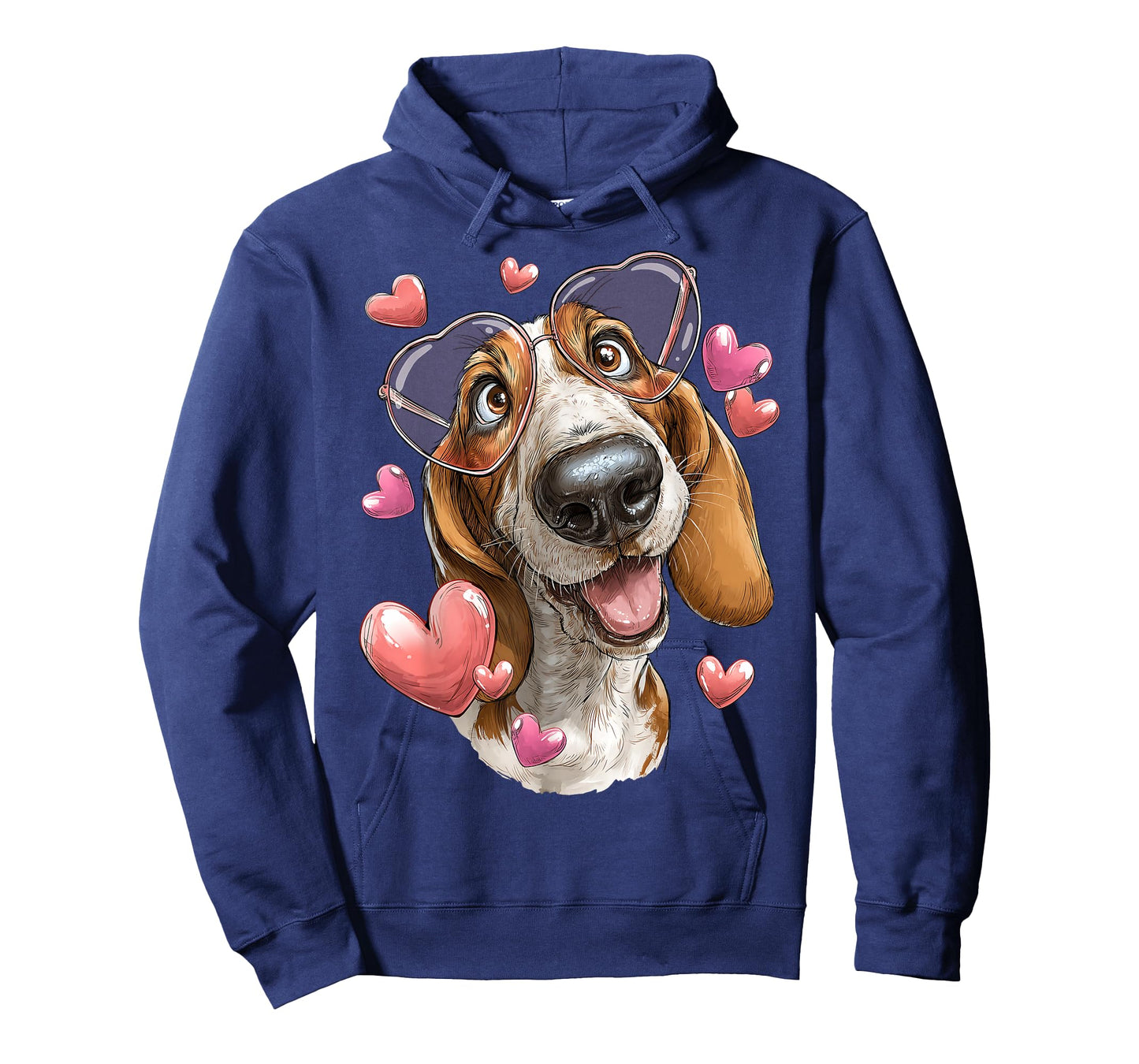 Basset Hound Dog Valentine's Day Heart Sunglasses T-Shirt