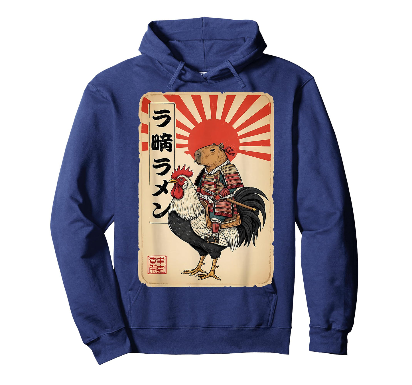 Vintage Japanese Samurai Capybara Rooster Chicken Anime T-Shirt