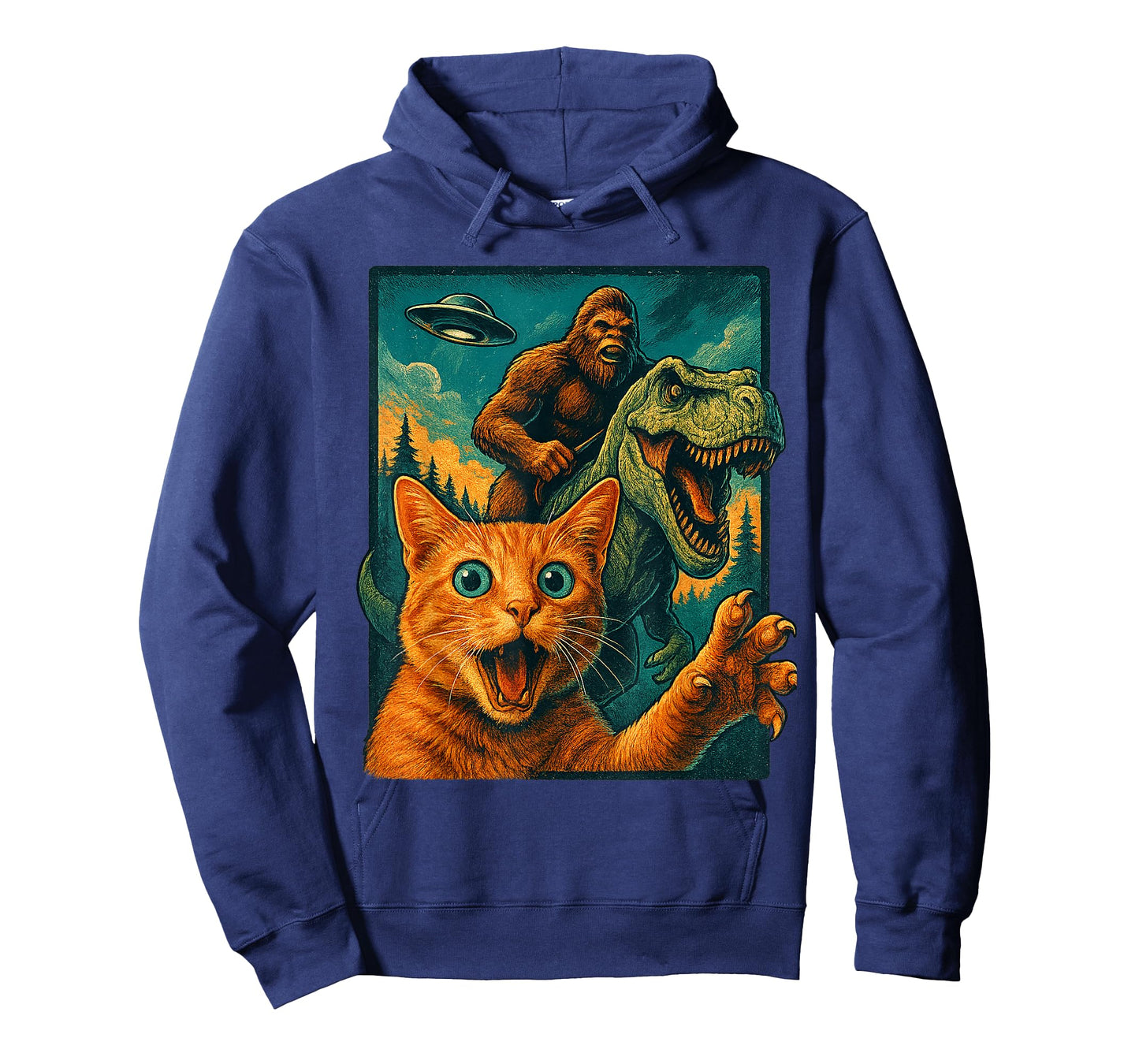 Funny Surprised Cat Selfie Ape Dinosaur Vintage Fantasy T-Shirt