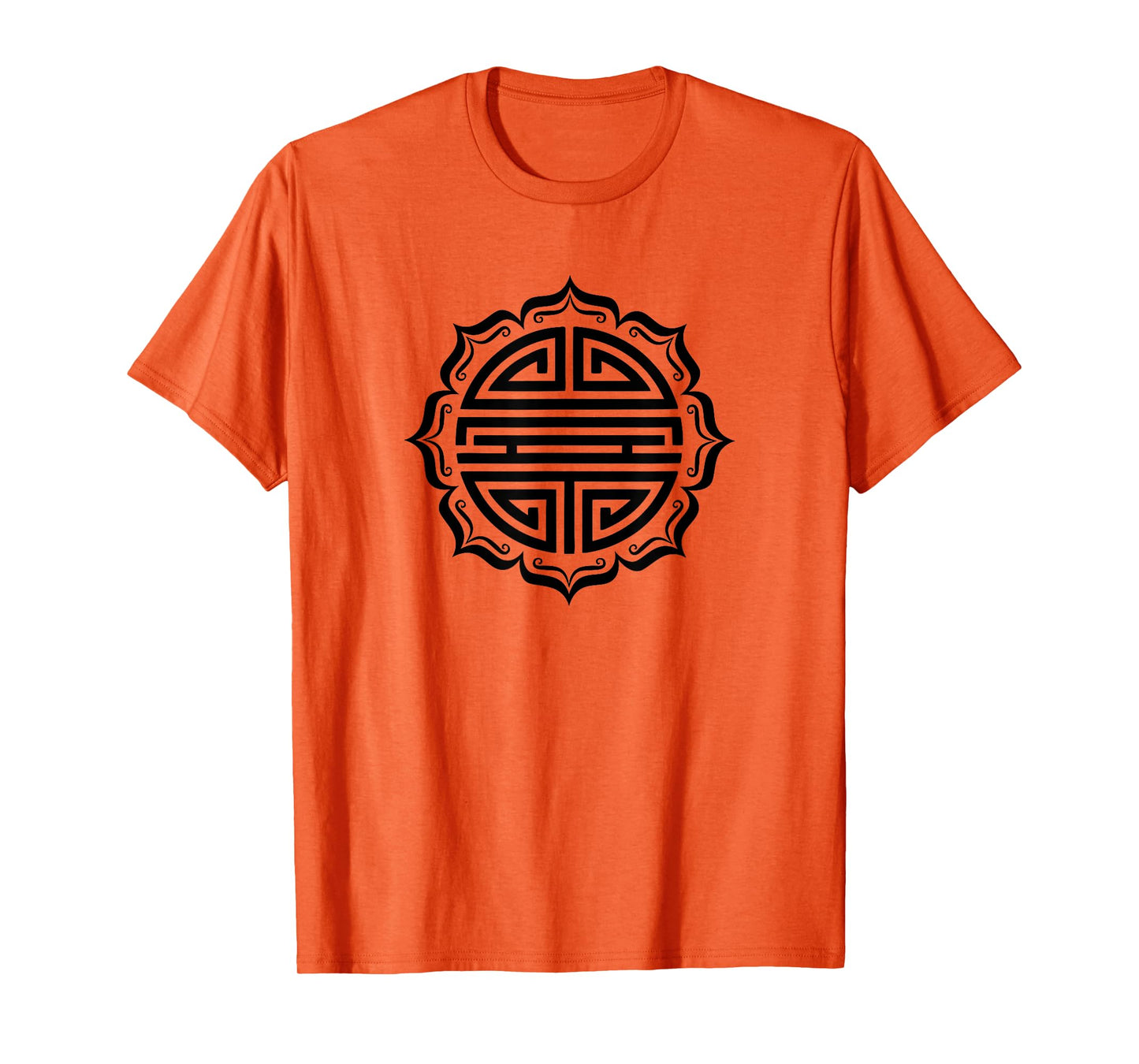 Shou lucky charm symbol Chinese long life lotus flower luck T-Shirt