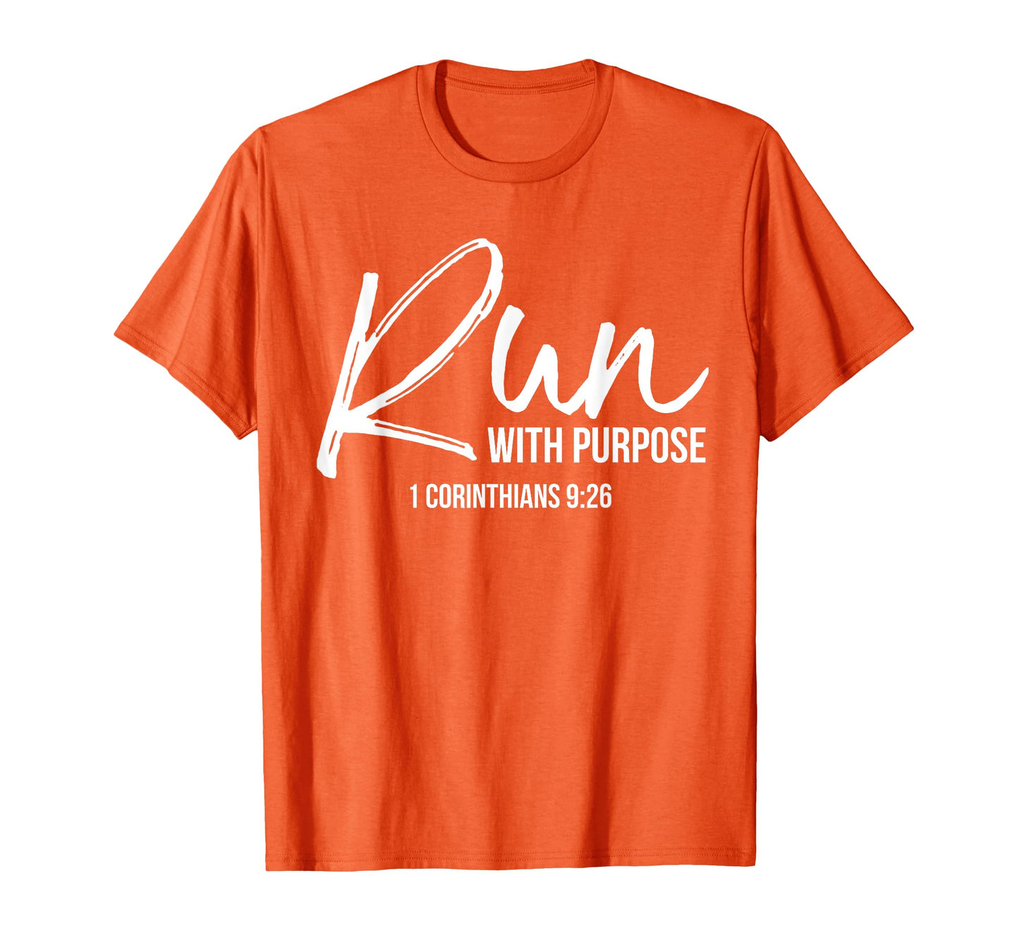 Womens Run With Purpose Shirt 1 Corinthians 9:26 Christian Running XL Orange
