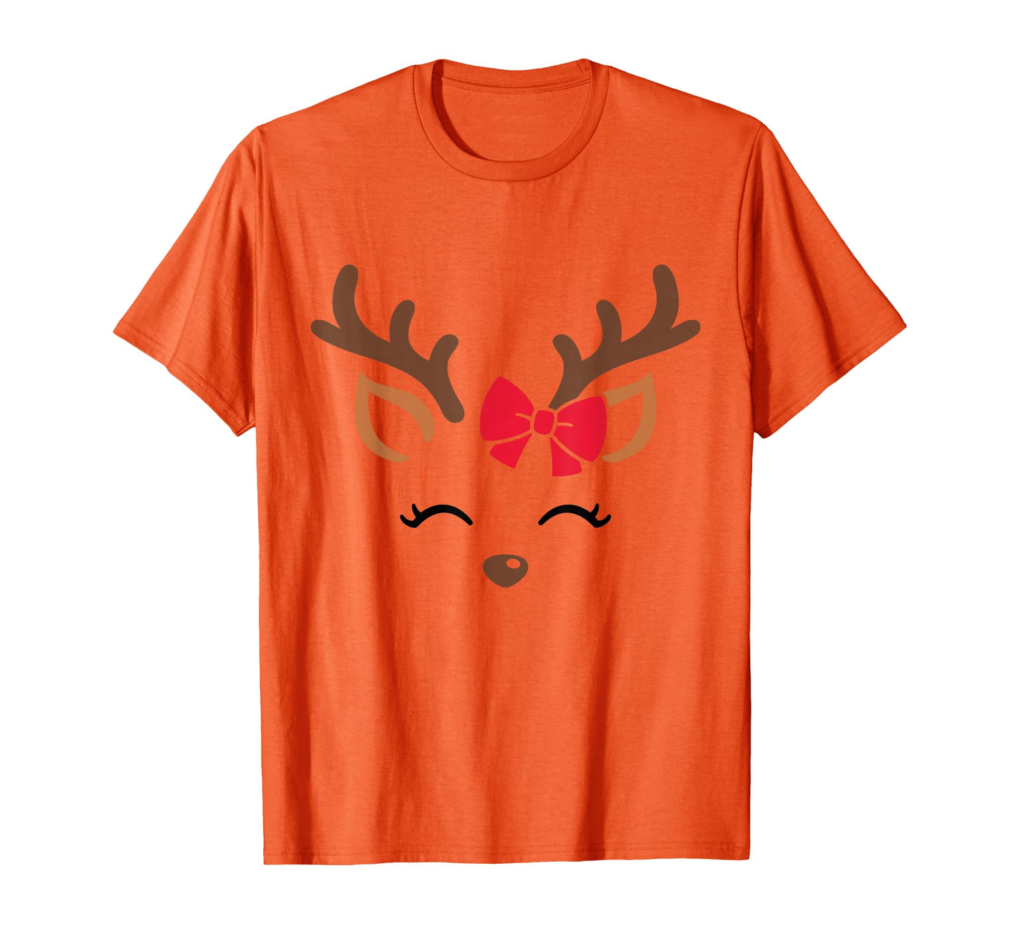Reindeer Face Glasses Christmas Costume Xmas Pajama Girls T-Shirt