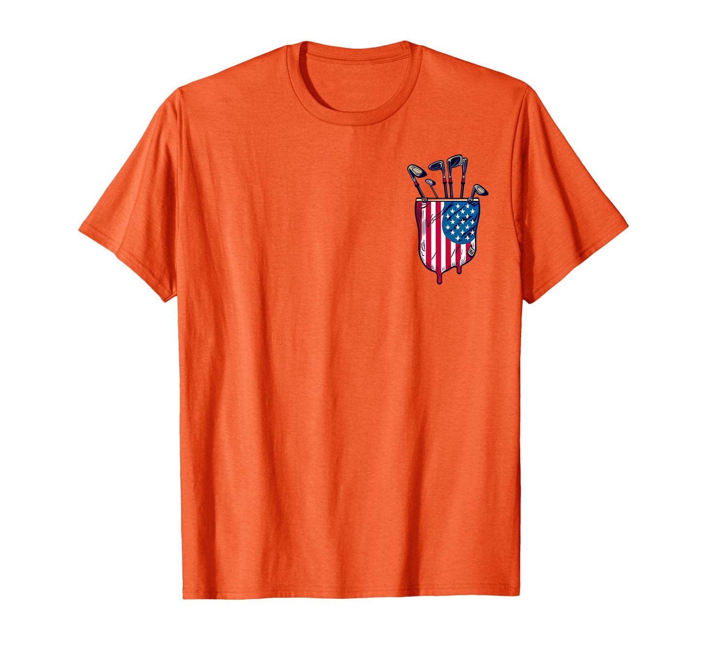 Funny Patriotic Golf Pocket USA America Flag 4th of July Dad T-Shirt