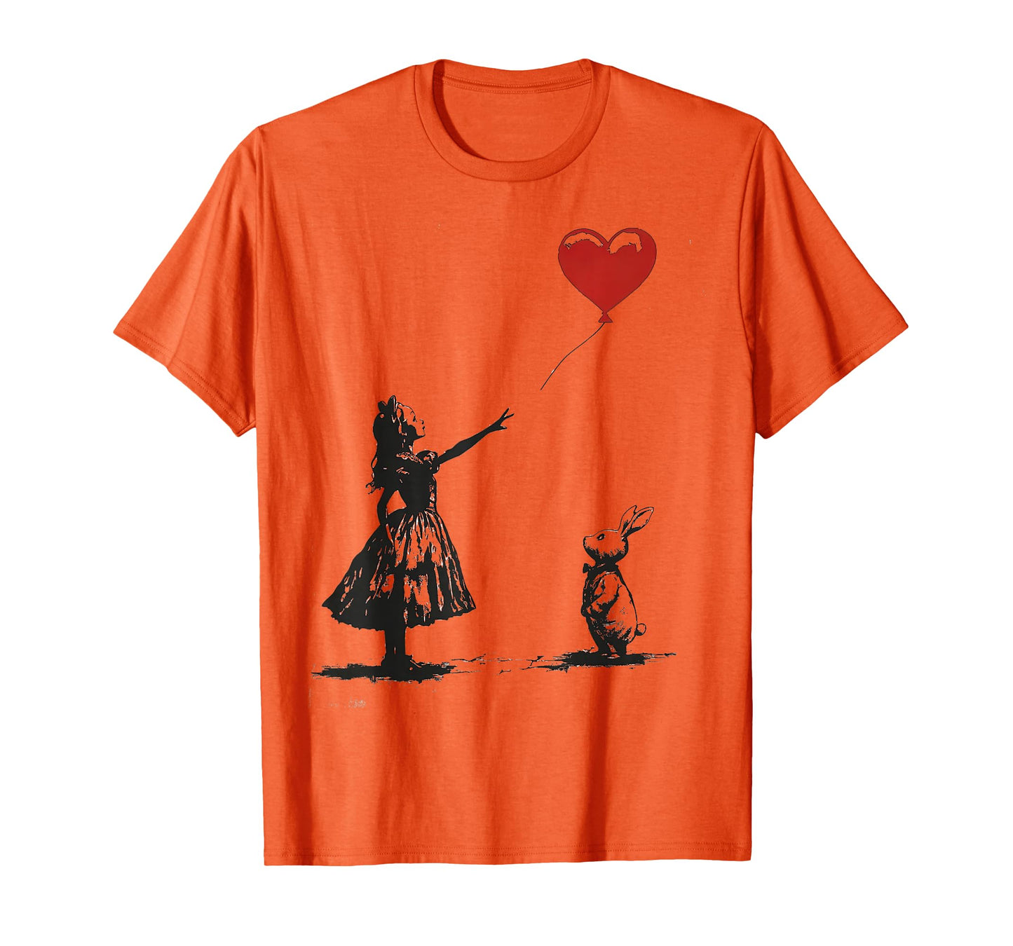 Alice in Wonderland with Balloon Rabbit Whimsical Fantasy T-Shirt