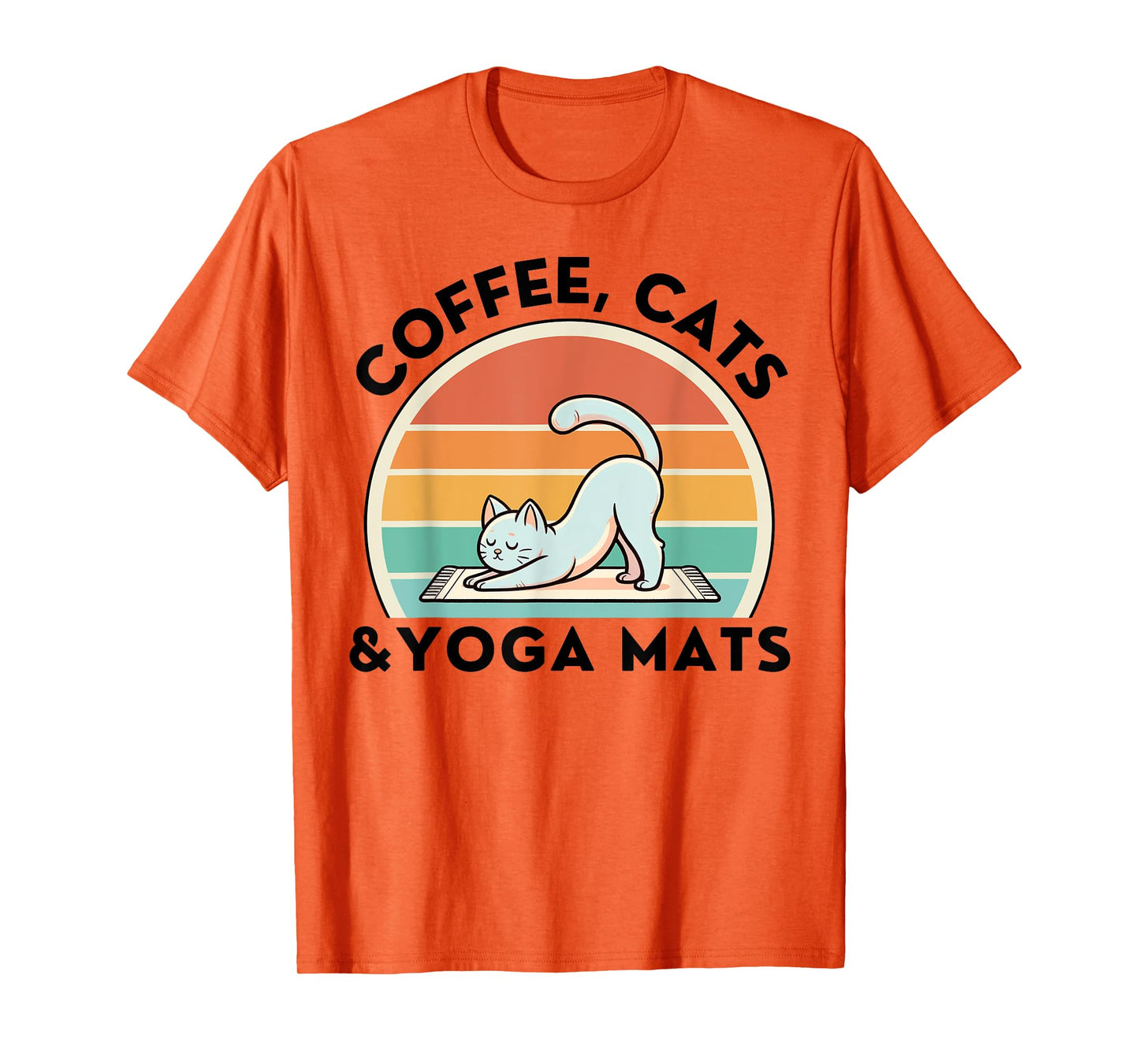 Coffee Cats And Yoga Mats Meditation Women Men T-Shirt