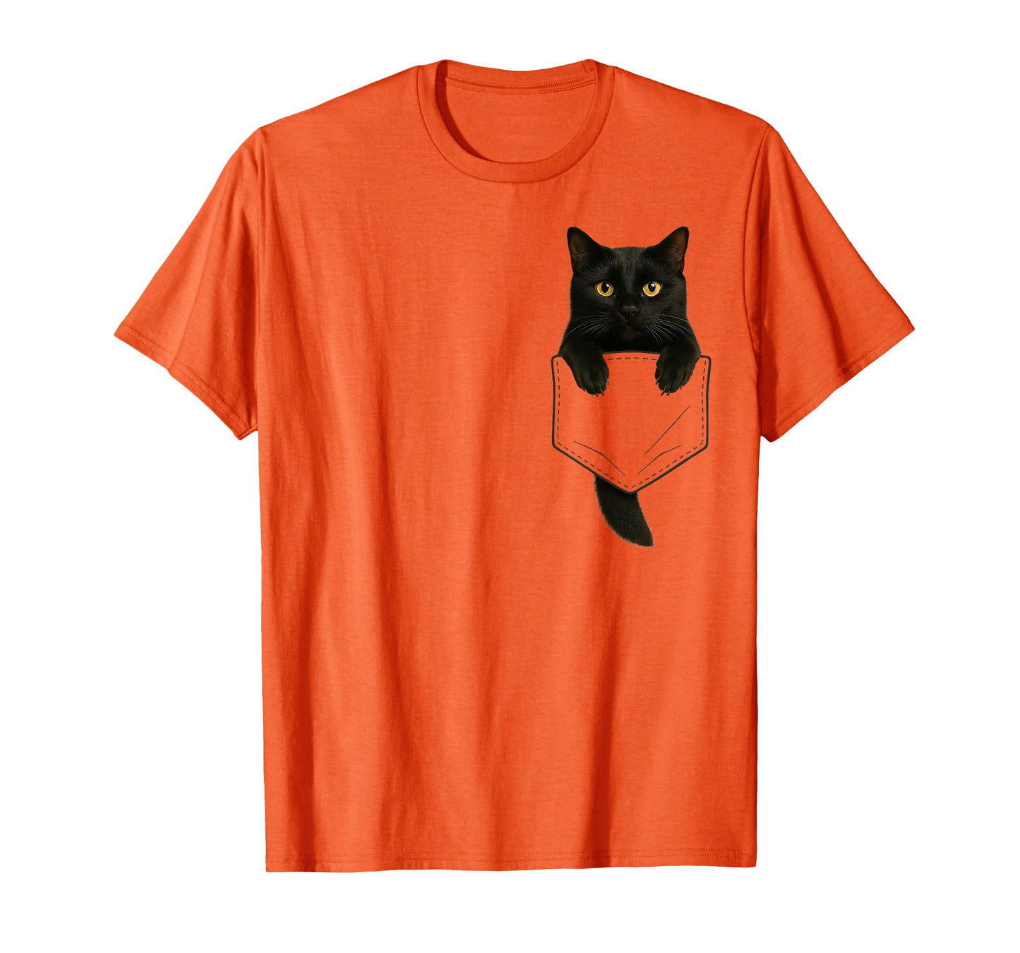 Cute Black Cat Pocket Funny Gifts Cat Mom Cat Dad Cat Lover T-Shirt