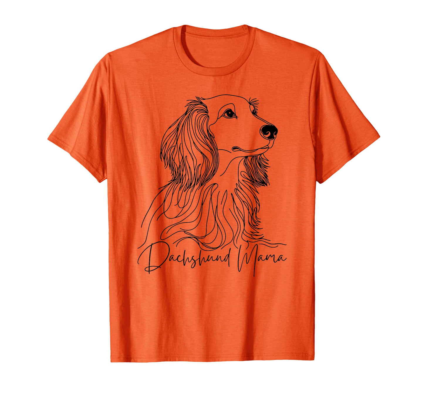Dachshund Mama Long Haired Dachshund Line Art Dog Artistic T-Shirt
