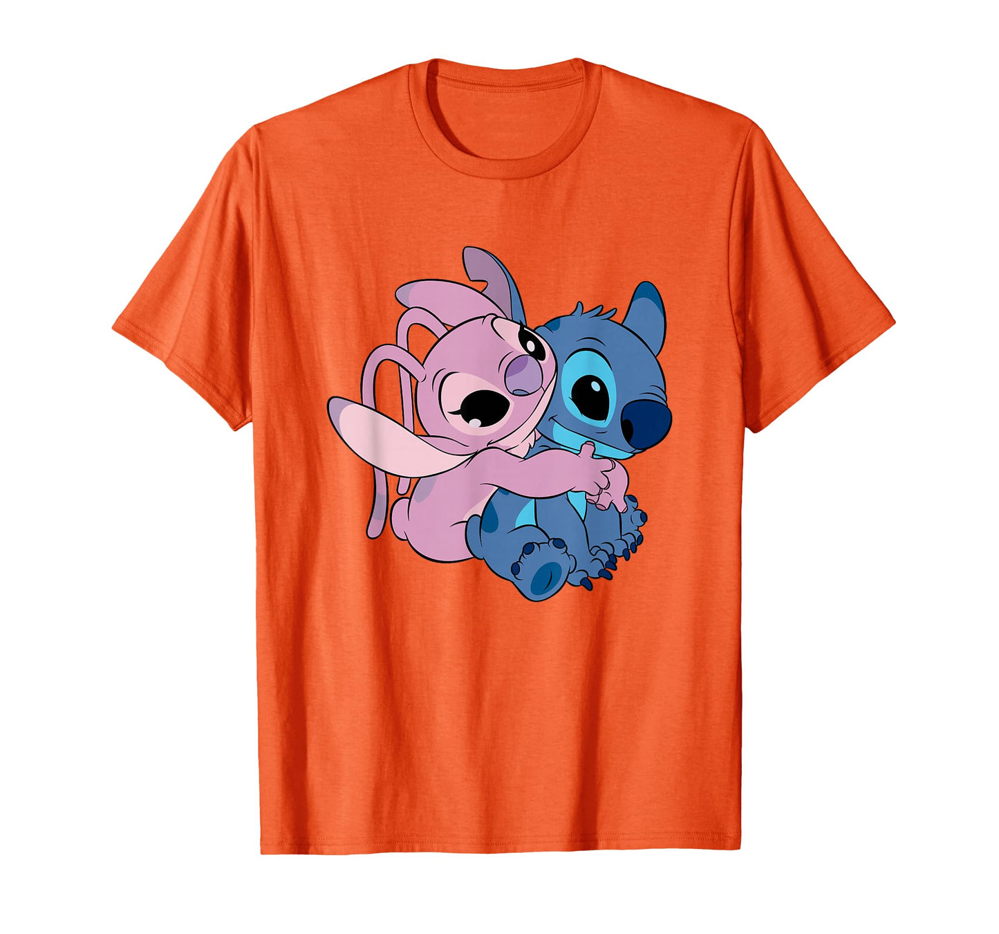 Disney Lilo & Stitch Cute Angel & Stitch Hugging Chest Logo T-Shirt