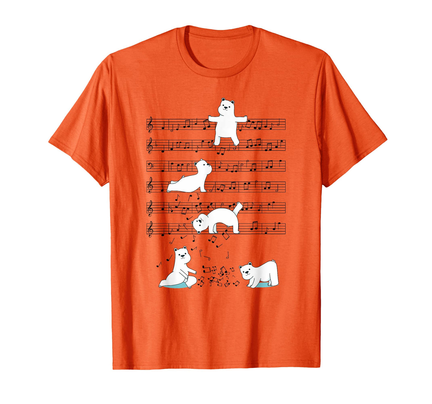 Funny Polar Bear music yoga Playing Music Note T-Shirt