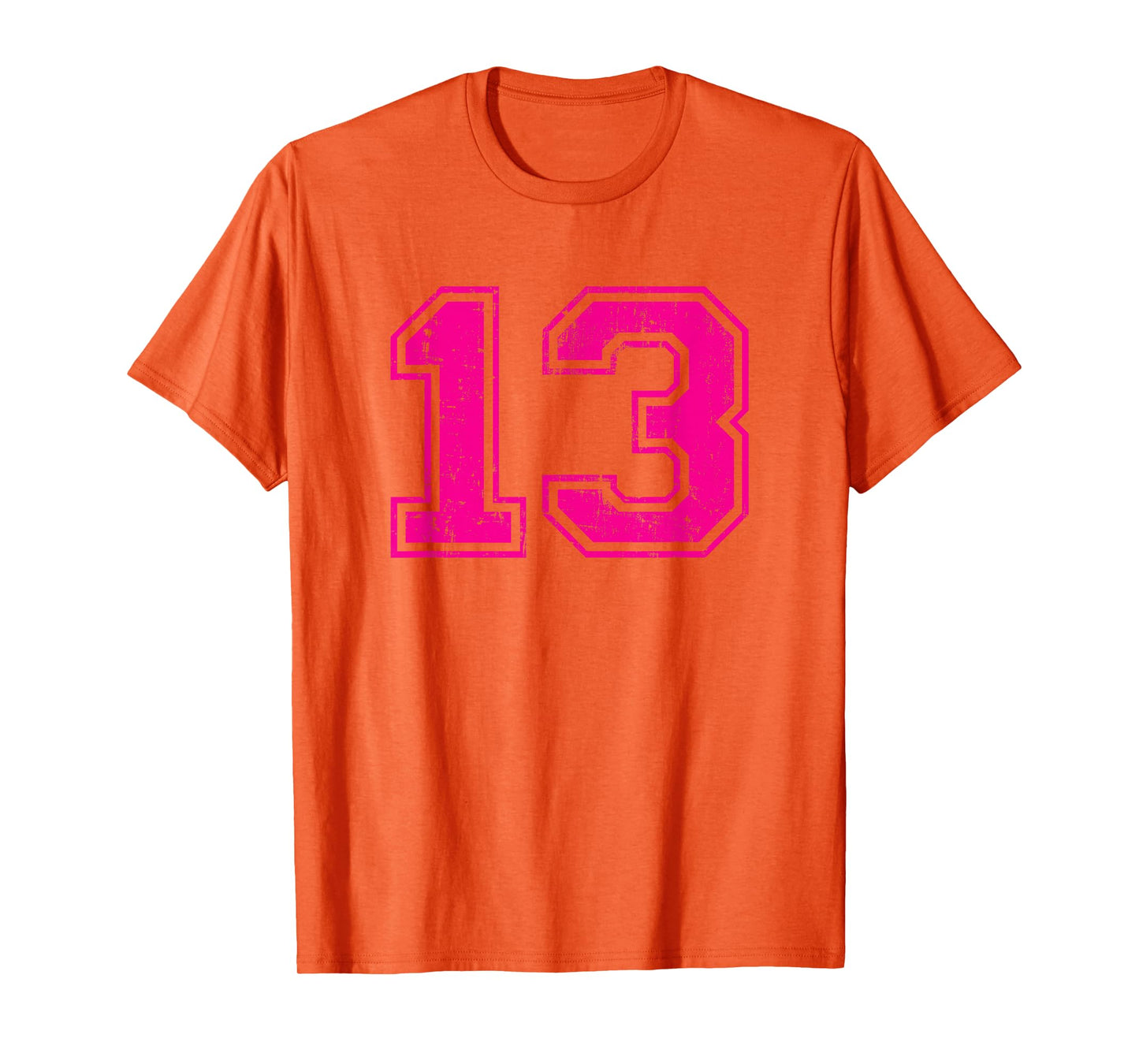 Number 13 Varsity Distressed Vintage Sport Team Player's T-Shirt