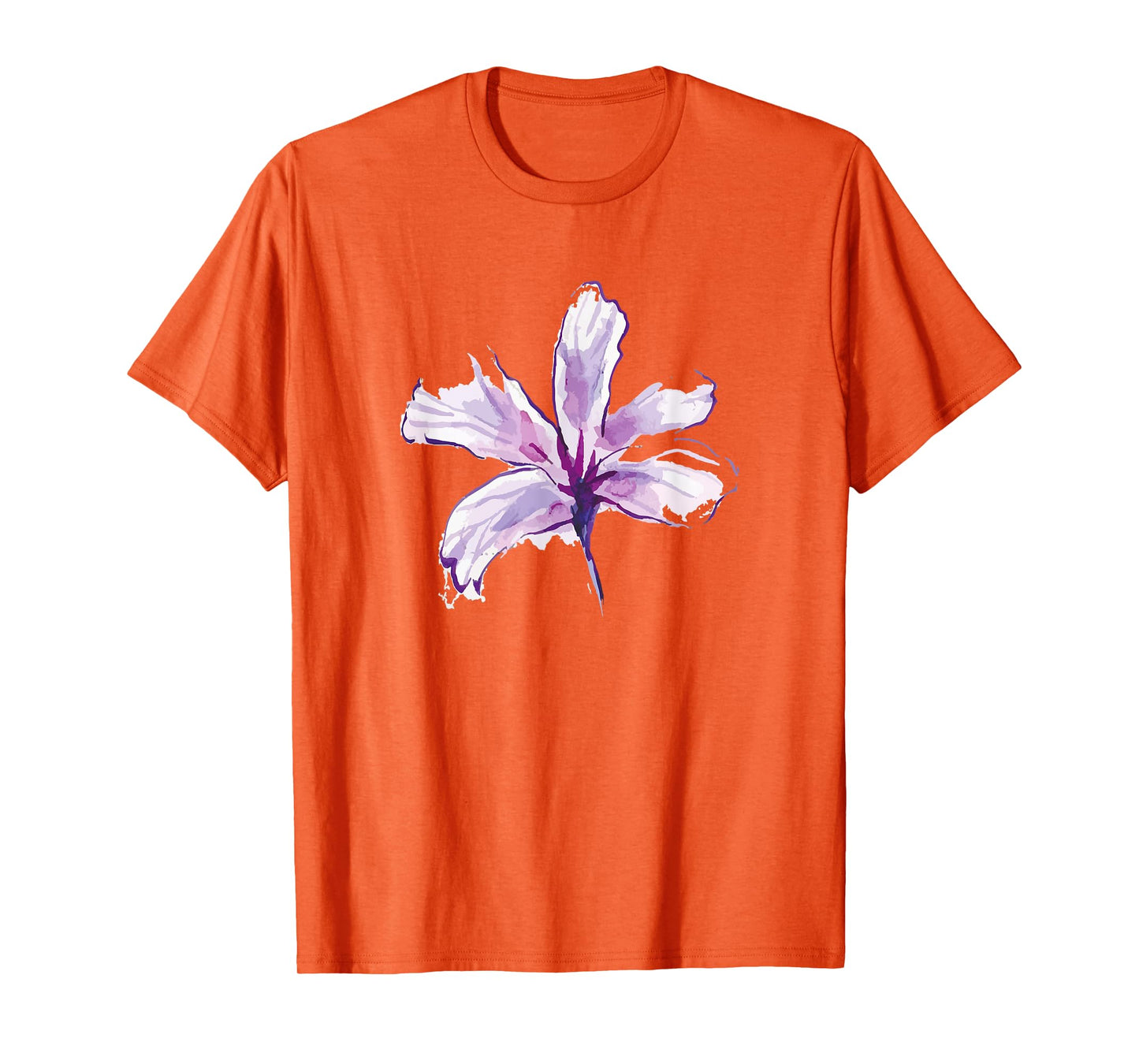 Purple White Watercolor Flower Art Paint Graphic Design Gift T-Shirt