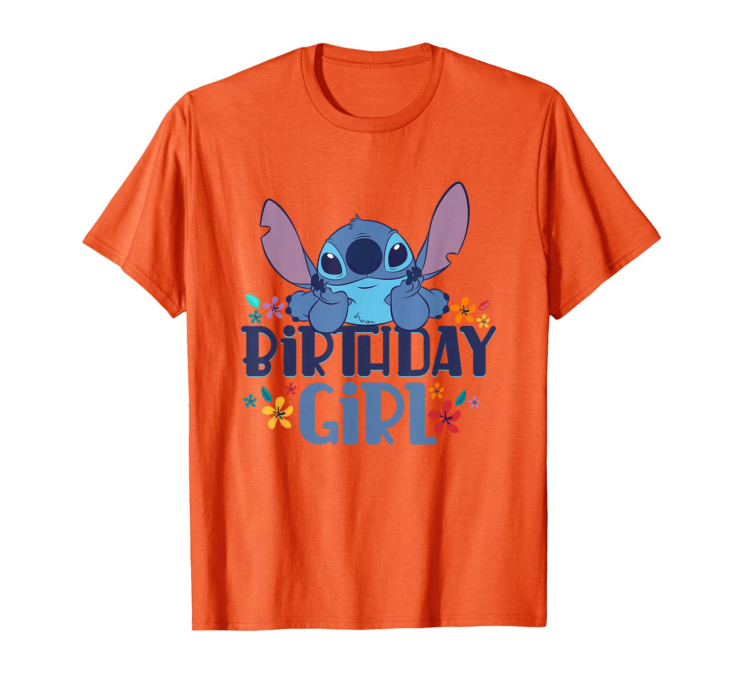 Disney Lilo & Stitch Birthday Girl Happy Stitch Floral Logo T-Shirt