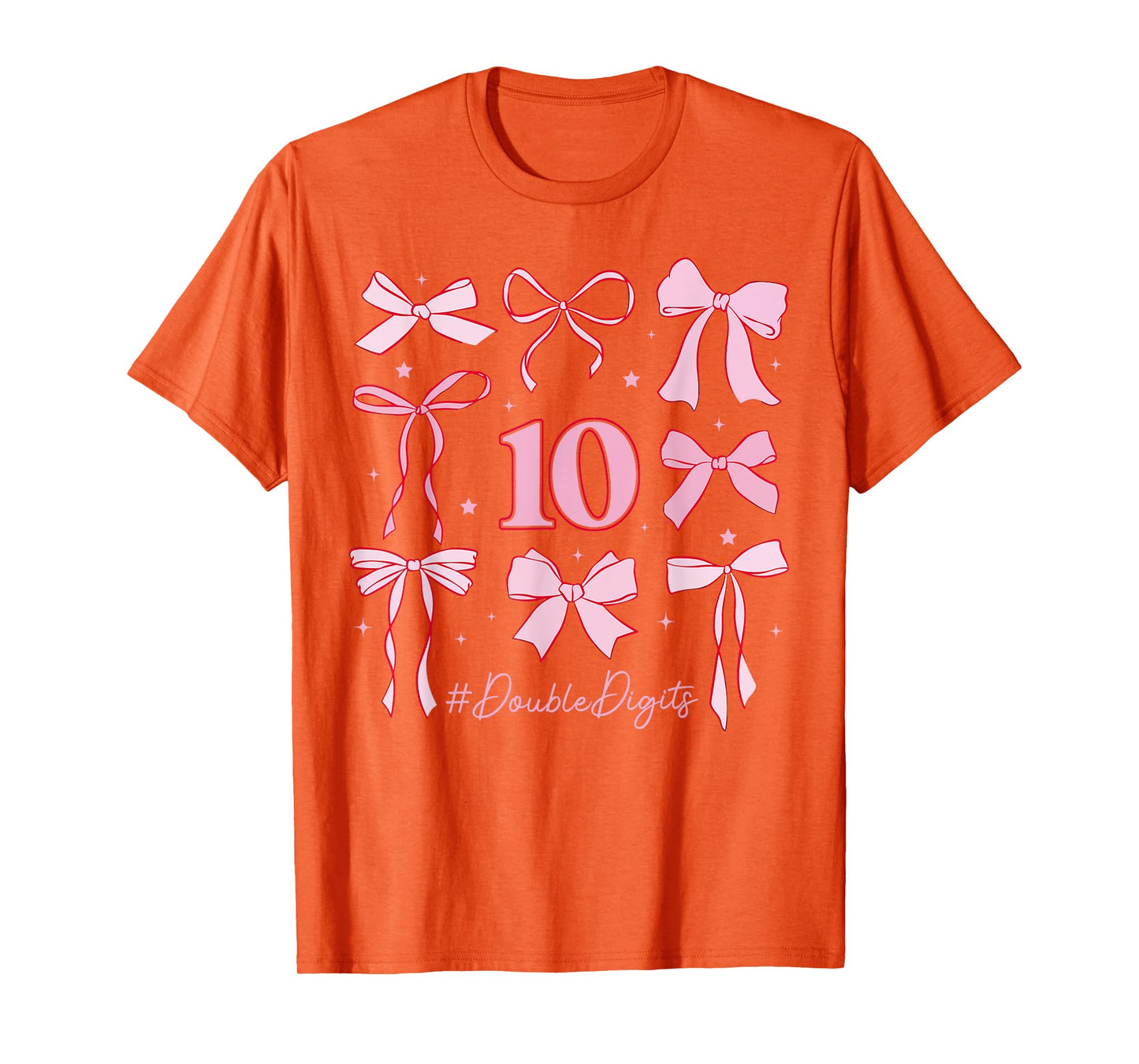 Cute Double Digits Birthday Girl 10th Birthday Coquette Bow T-Shirt
