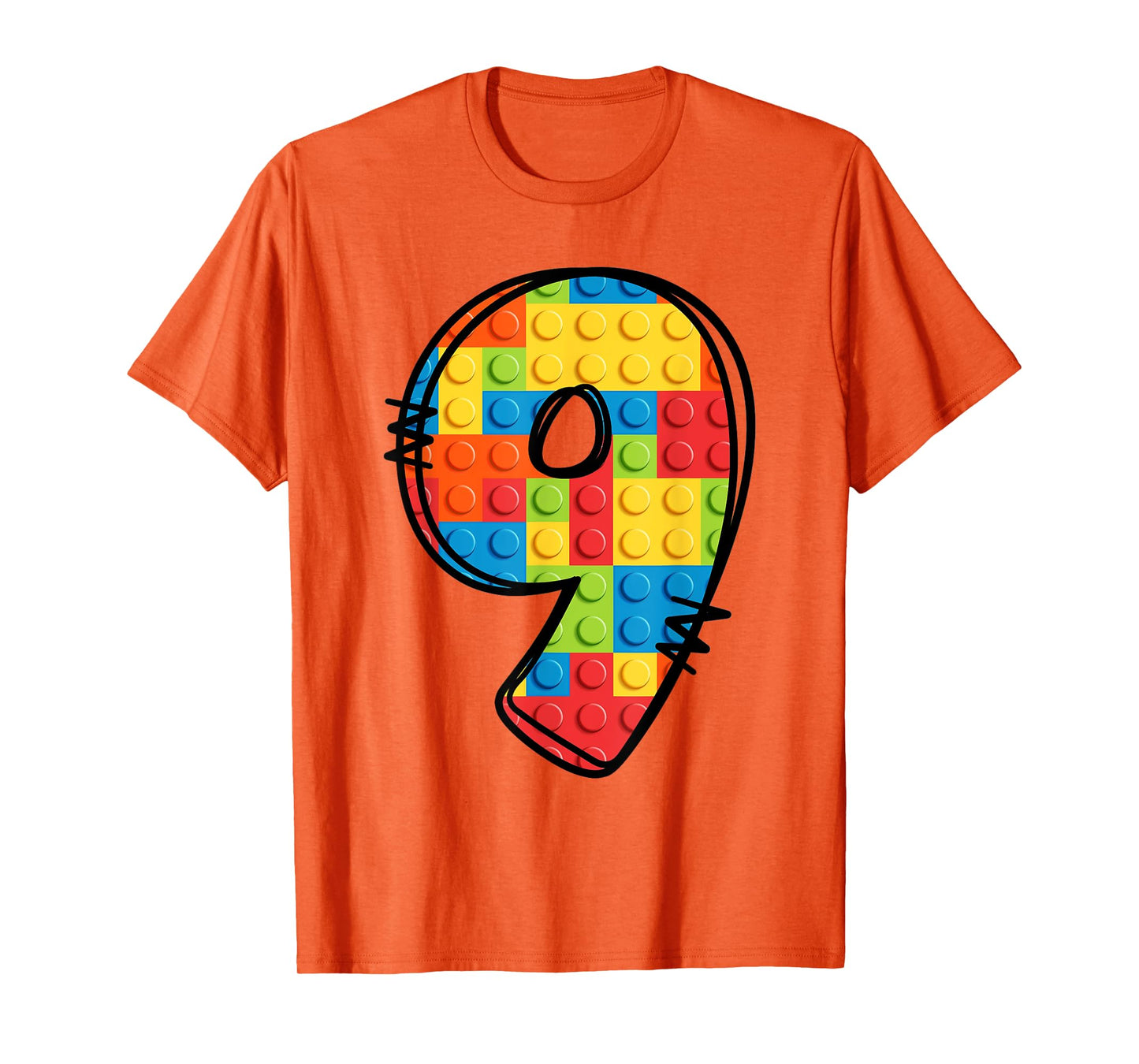 9 Year Old Blocks Building Master Builder 9th Birthday T-Shirt