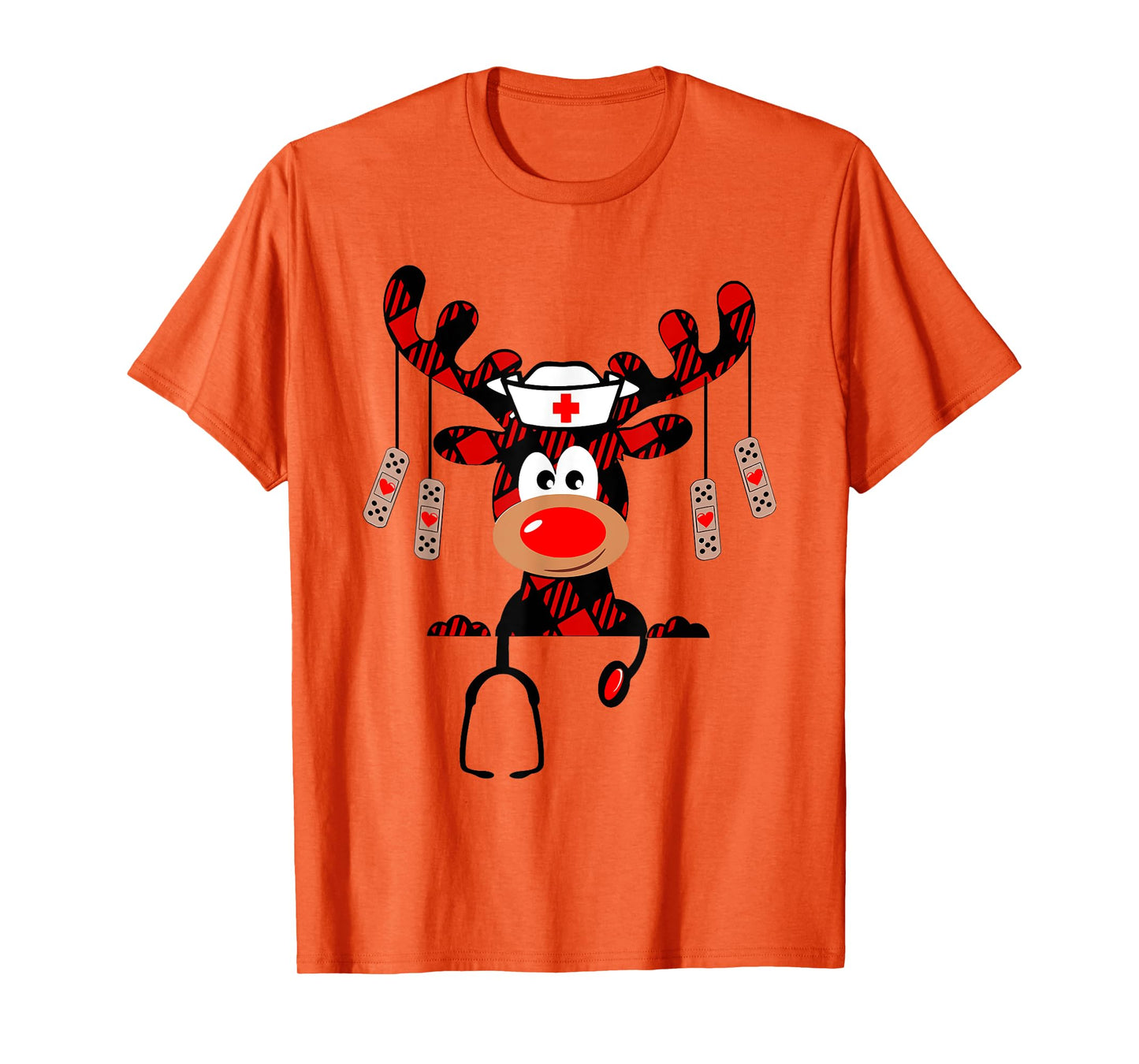 Nurse Christmas Reindeer Nurse Plaid NICU RN LPN Scrub Top T-Shirt