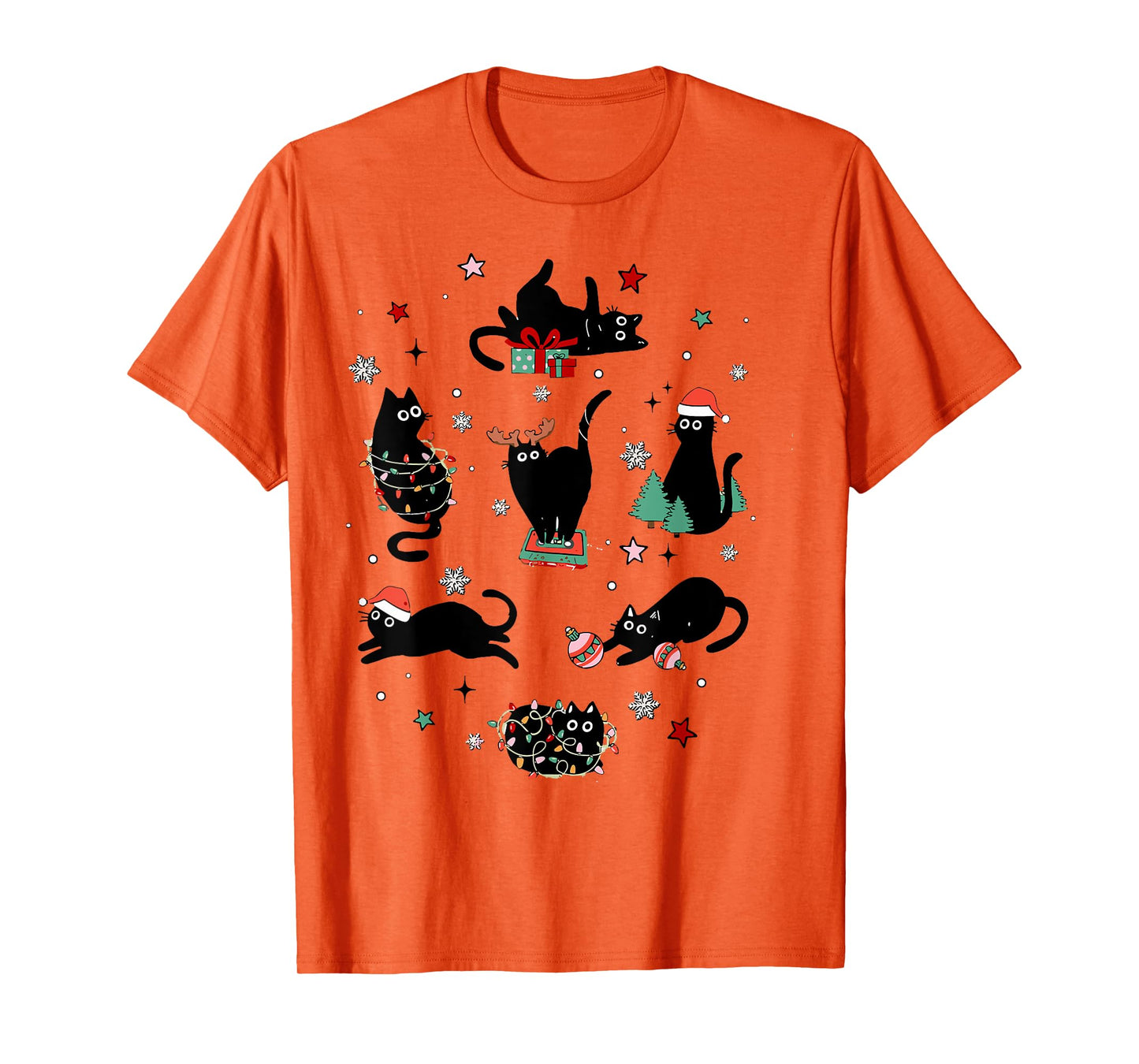 Santa Cat Light Gorgeous Reindeer Pajama Christmas Cat Lover T-Shirt