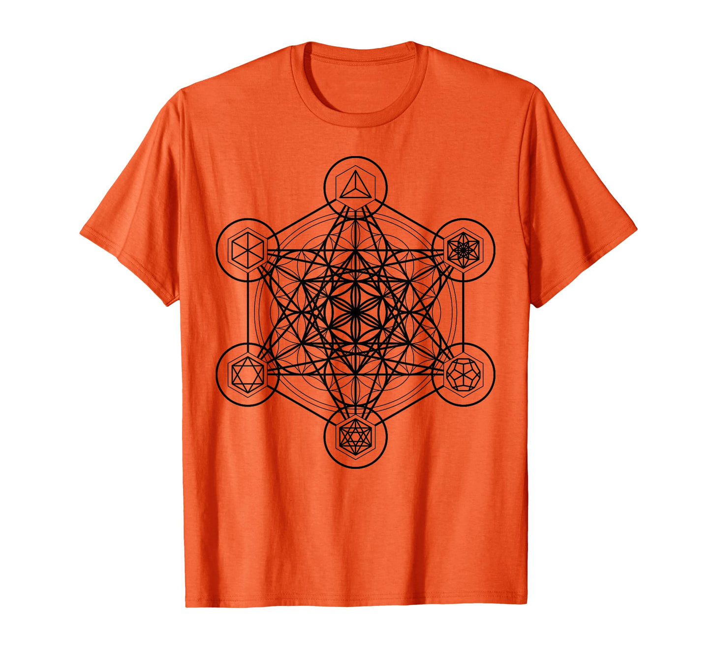 Metatron's Cube Sacred Geometry Platonic Solids Black Lines T-Shirt