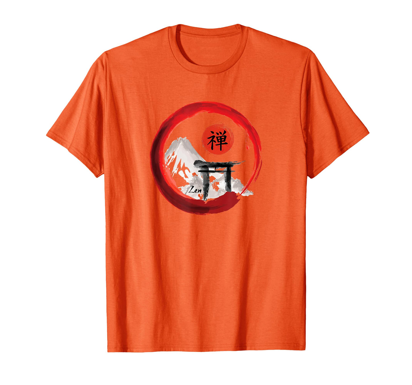 Mt. Fuji Sando Enso Circle Japanese Zen Lettering Yoga T-Shirt