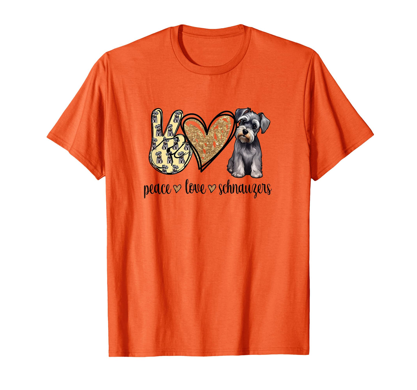 Funny Womens Peace Love Miniature Schnauzer Lover T-Shirt