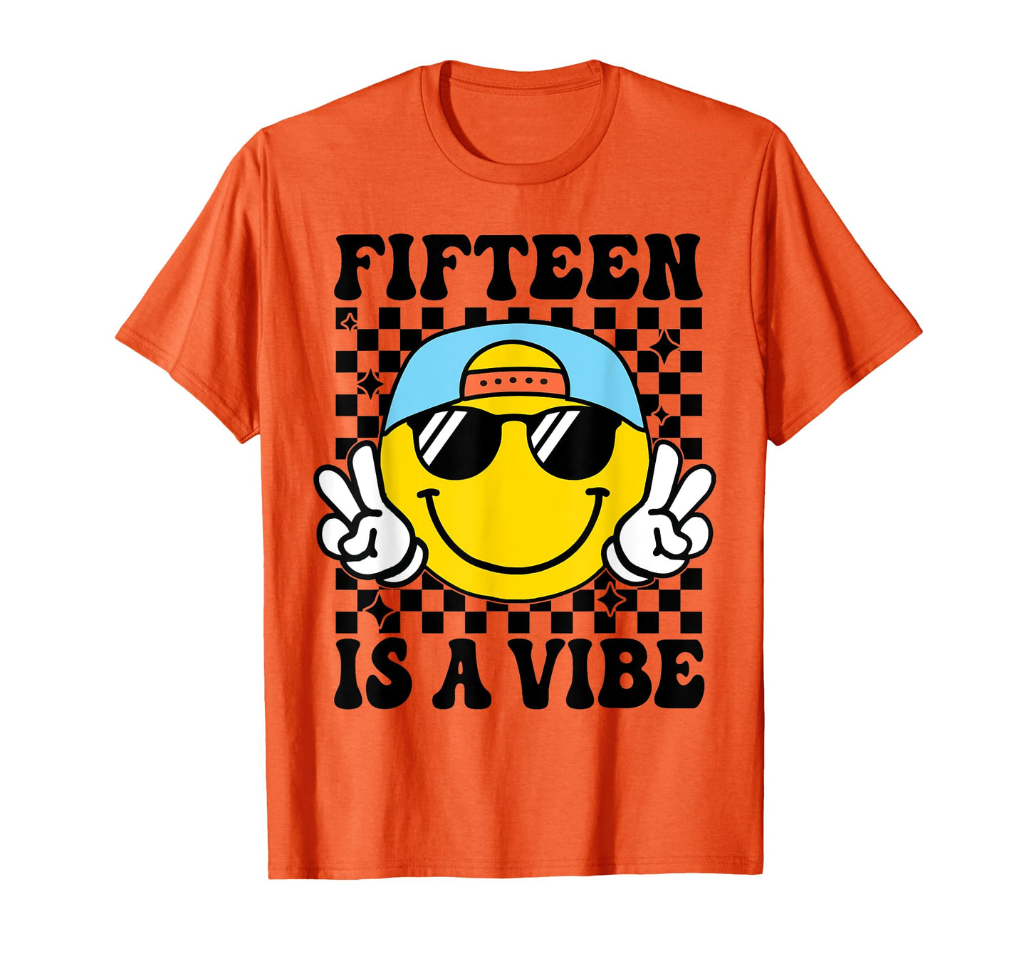 Fifteen is A Vibe 15th Birthday Groovy Boys 15 Years Old T-Shirt