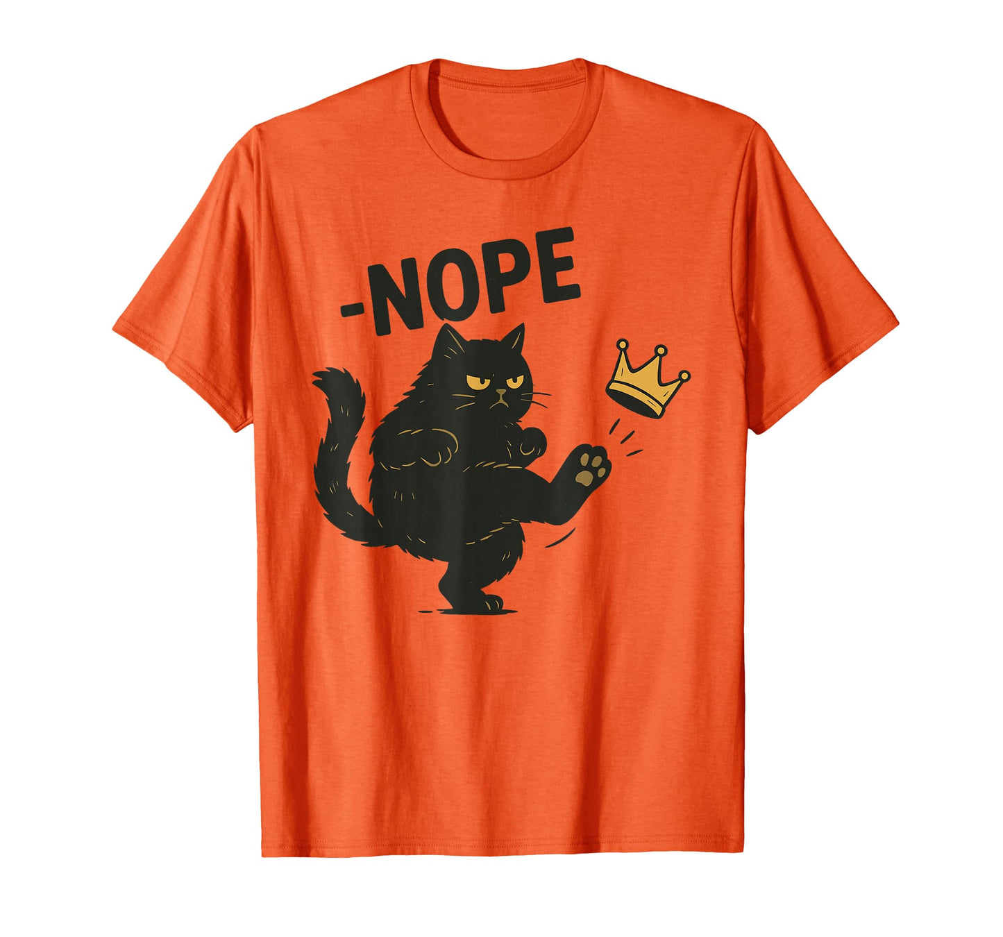 No Kings In America Black Cat Funny Cat Kicking Crown T-Shirt